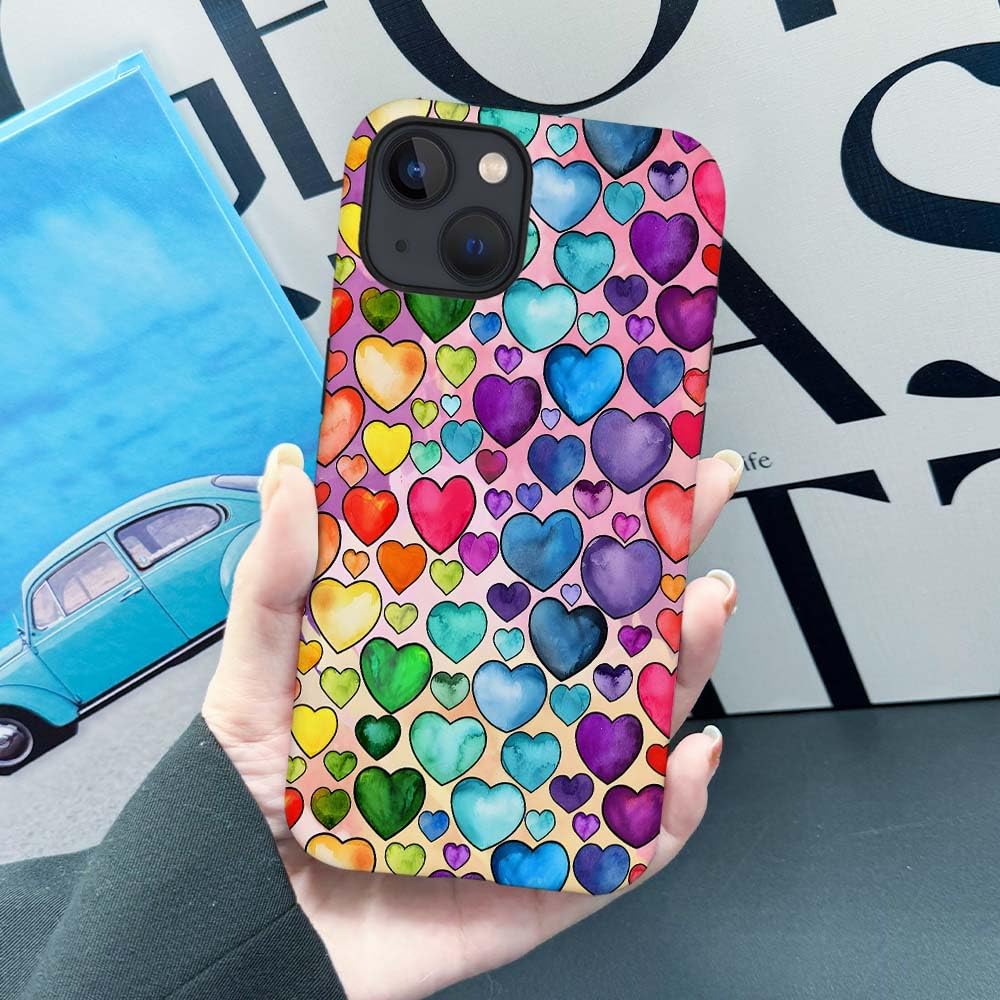 Seized Case Compatible With For Iphone 14,Colorful Heart Lovely Cute Pink Phone Case For Girl Women Boy Men,Durable Protection C