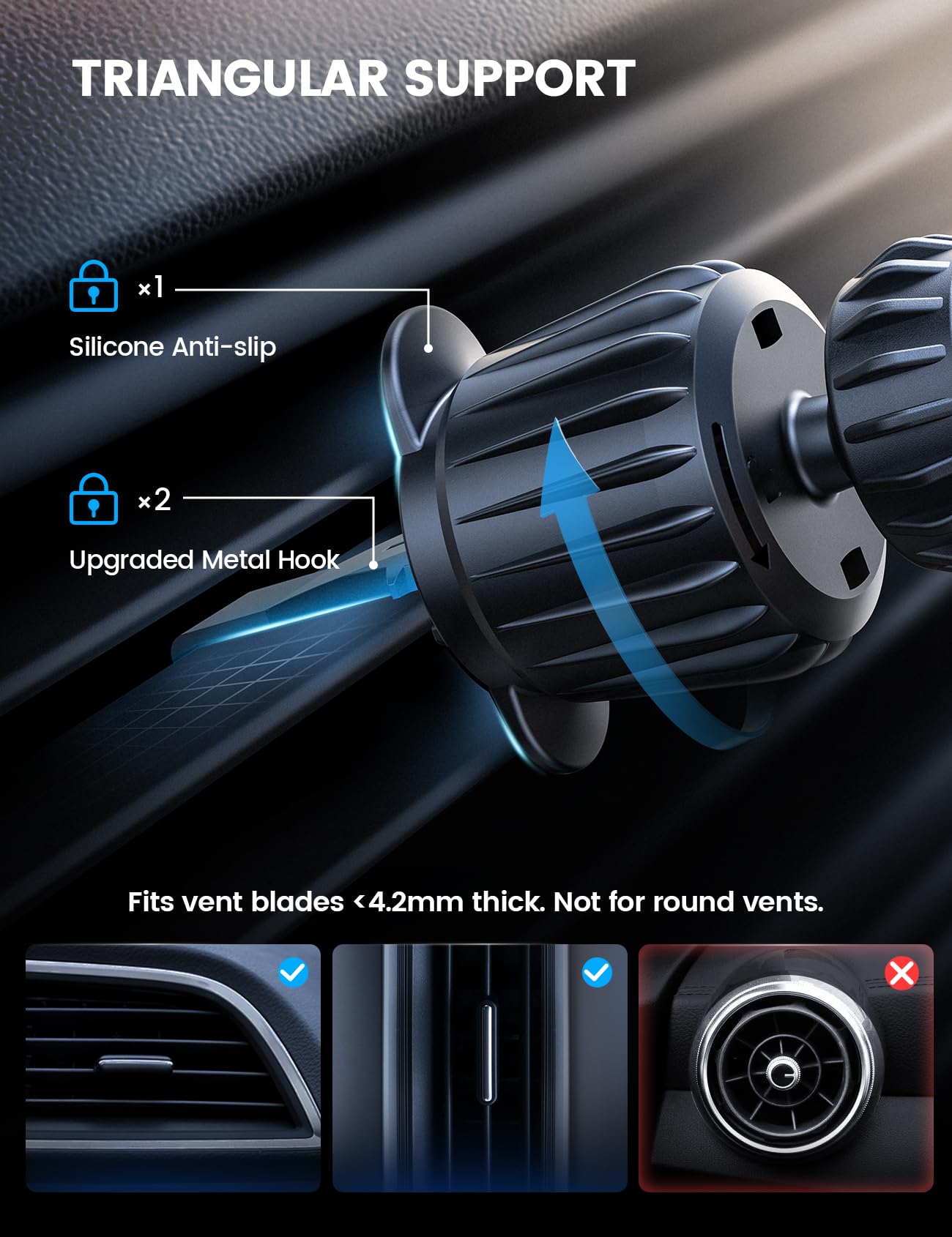 Lamicall For Magsafe Car Mount - [20X N55 Magnets] Magnetic Phone Holder For Your Car Dashboard Vent Car Phone Holder For Iphone