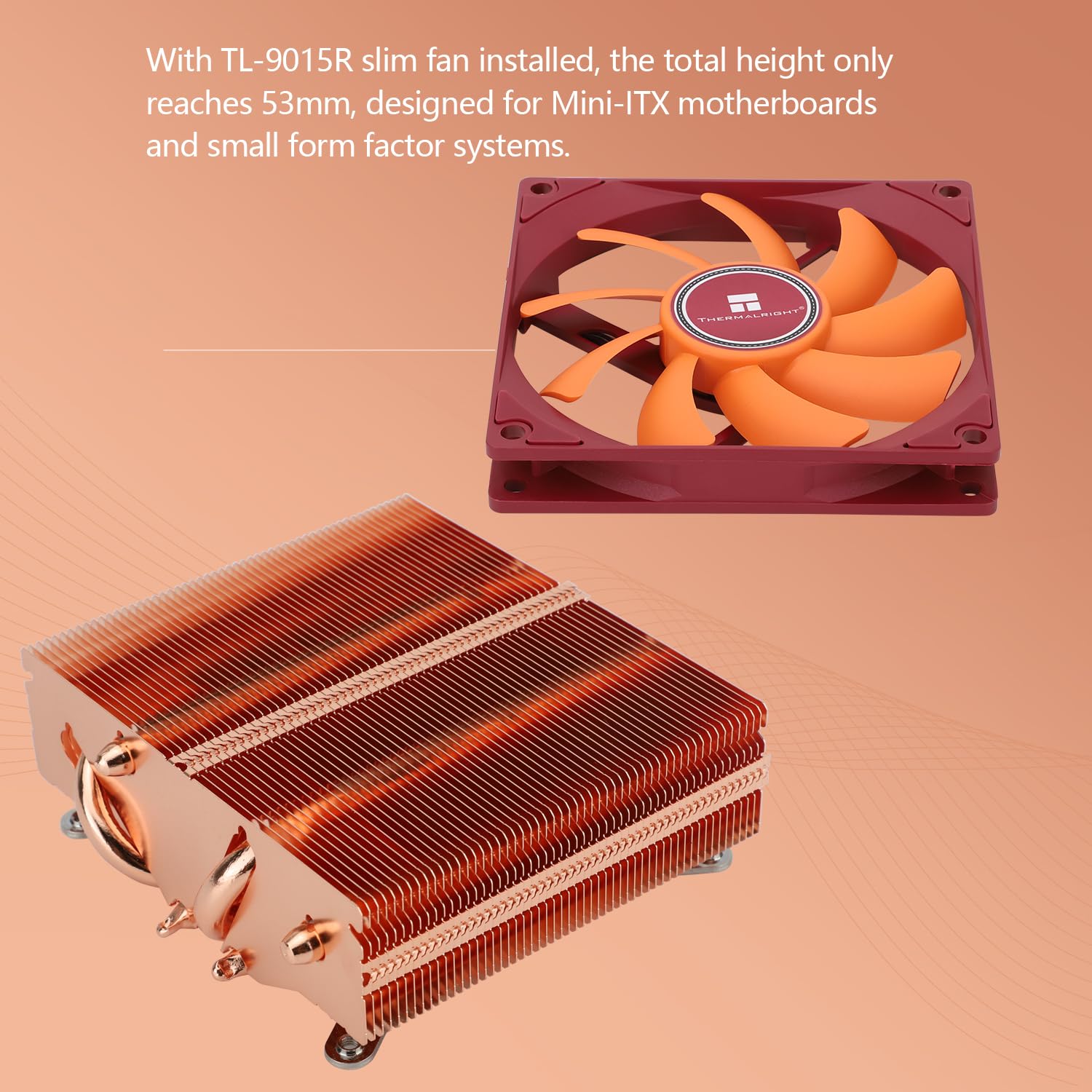 Thermalright Axp90 X53 Full Cooper Low Profile Cpu Cooler Itx, With 92Mm Tl 9015R Slim Pwm Fan Itx Cpu Cooler, Aghp Technology,