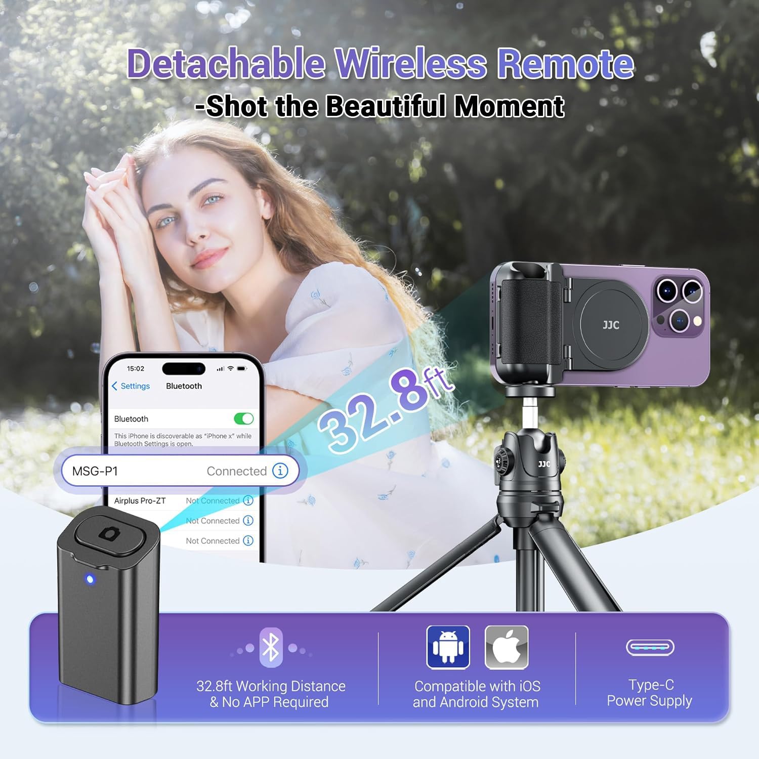 Magnetic Smartphone Shooting Holder Hand Grip Handle Snap On Phone Stand With Tripod Mount & Wireless Shutter Remote Control For
