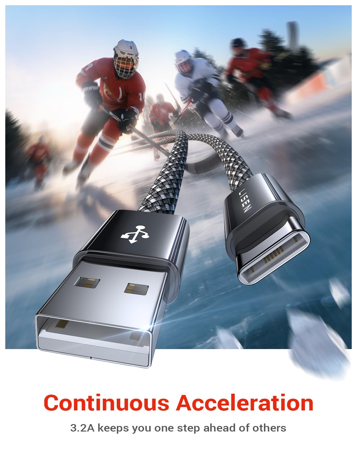 Lisen Usb A To Usb C Cable [3.3Ft+6.6Ft+10Ft, 3 Pack] 3.2A Fast Charging Cord Type C Durable Braided Usb C Cable Compatible With