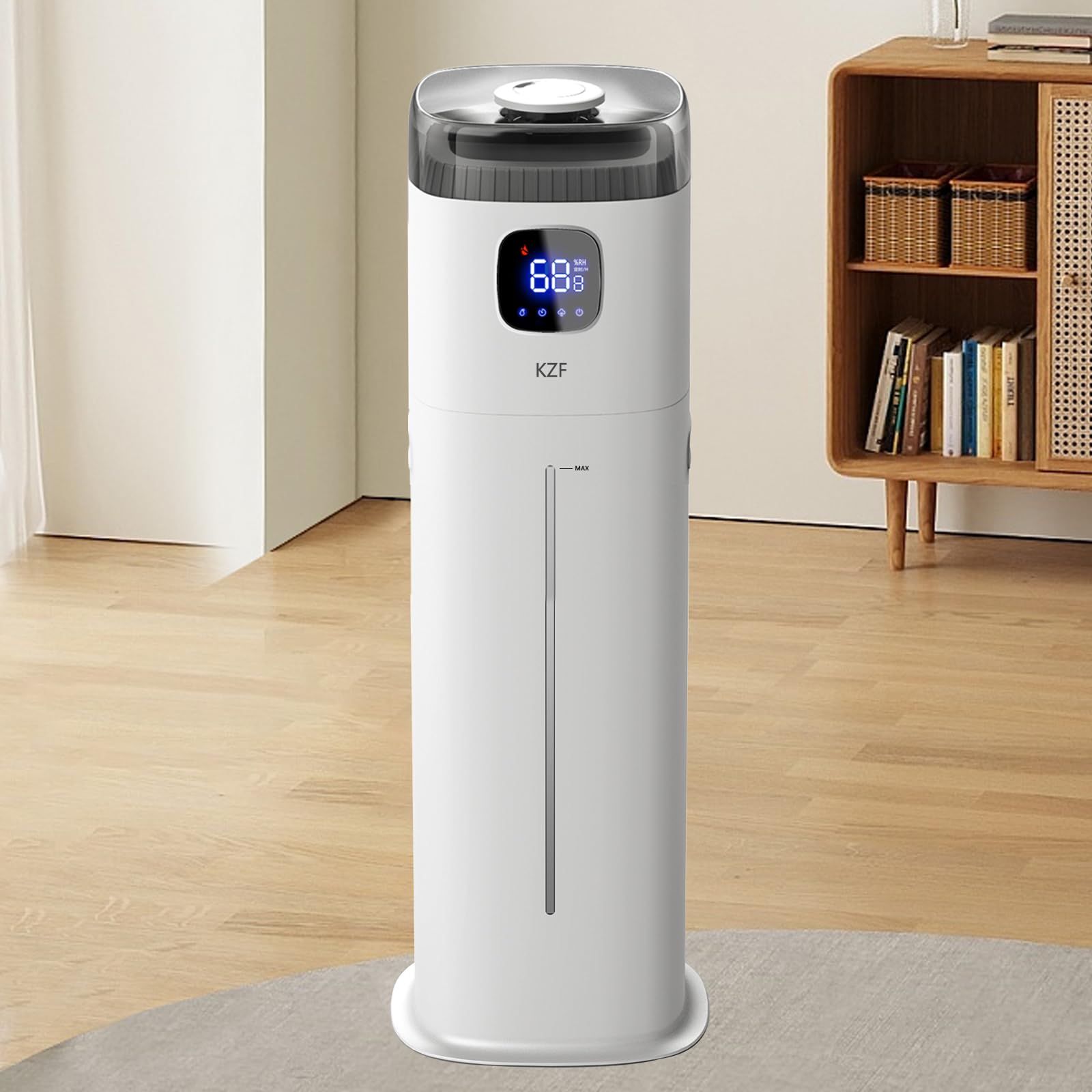 Kzf Large Humidifier For Bedroom, 9L/2.5Gallon Ultrasonic Cool Mist Humidifier With Humidistat, 360Nozzle, 350Ml/H Big Mist Leve