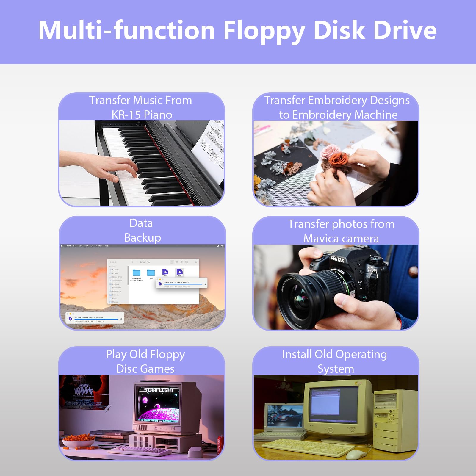 Yaeonku 3.5" USB Type C External Floppy Disk Drive 1.44MB FDD Black