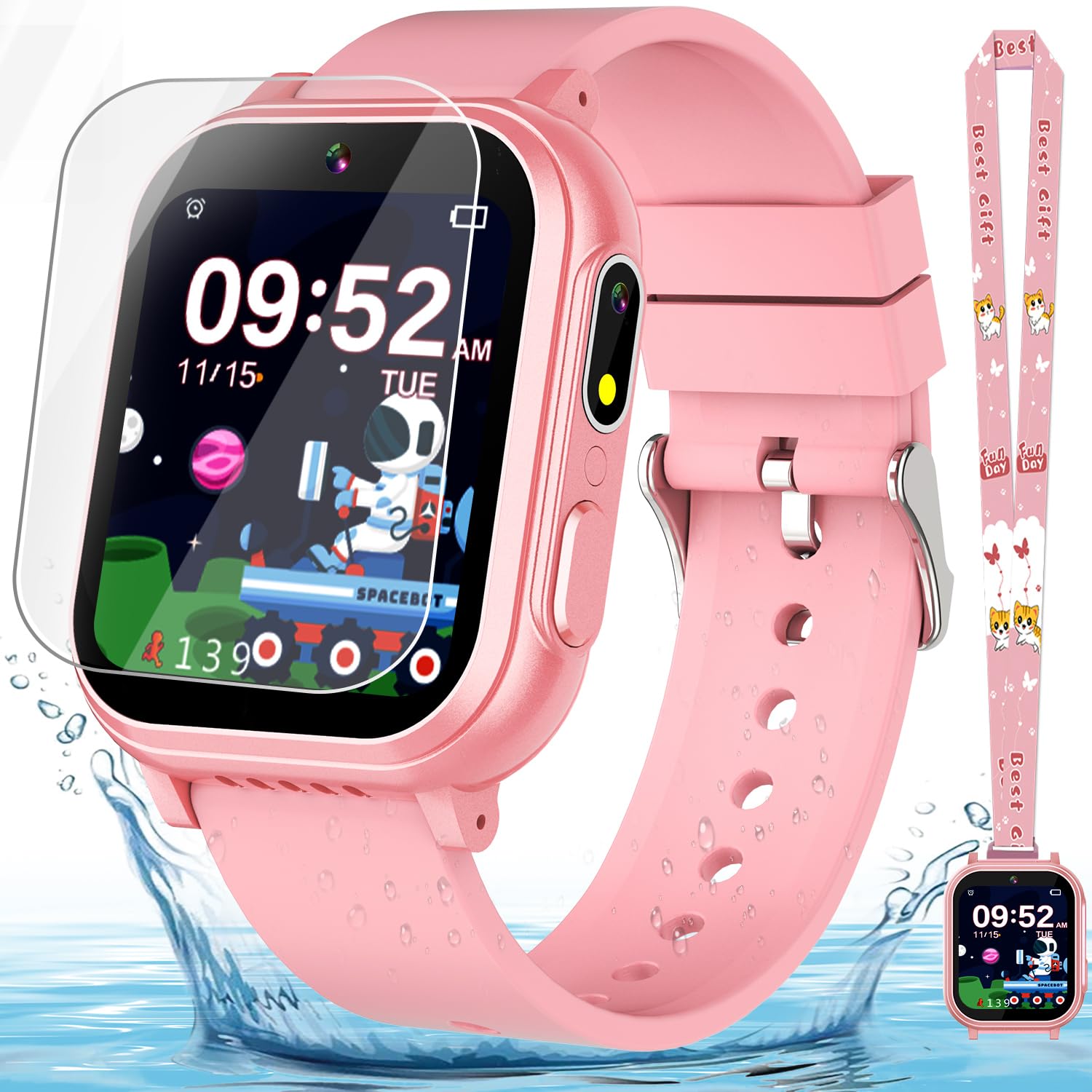 Waterproof Smart Watch For Kids Girls Age 5-12 With 32 Games, Dual Camera, Habit Tracking, Music Player, Video, Hd Touchscreen K