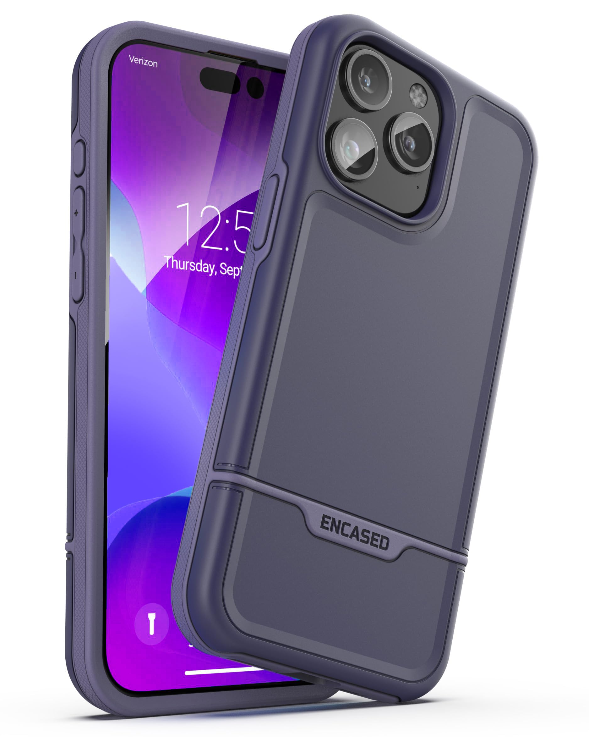 ENCASED Shockproof Case Compatible with iPhone 16 - Ultra Protective Heavy Duty Magnetic Phone Cover, Rebel Series (Purple, iPho