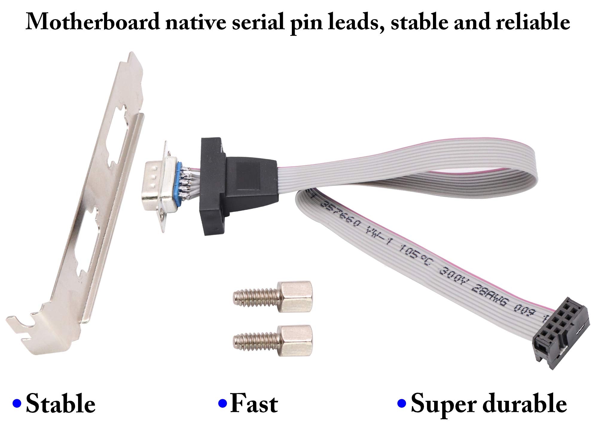 Zdycgtime 2 Port Db9 Rs232Serial Port Bracket To 10 Pin Headerribbon Cable Connector Adapter, Db9 Serial Male To 10P Motherboard