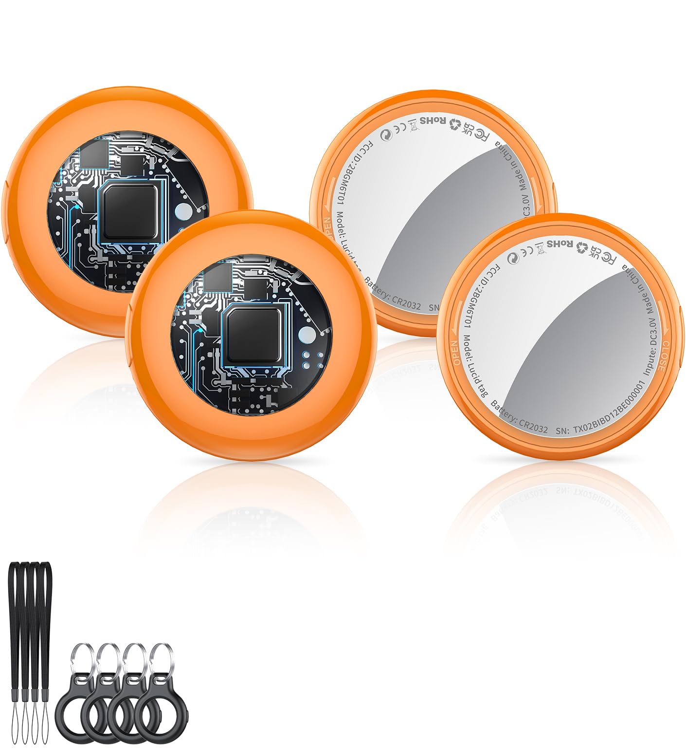 2026 New [Apple MFi Certified] (iOS Only) Tracker Tags-4 Pack, Bluetooth 5.3 GPS Tracker for Apple Find My, Replaceable Battery,