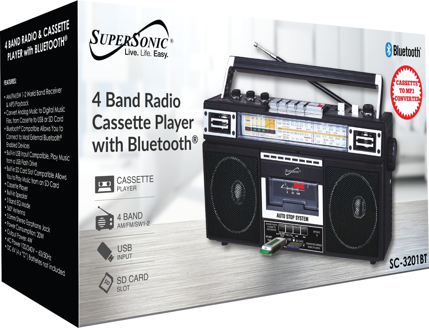 Supersonic Portable Amfm Radio Black