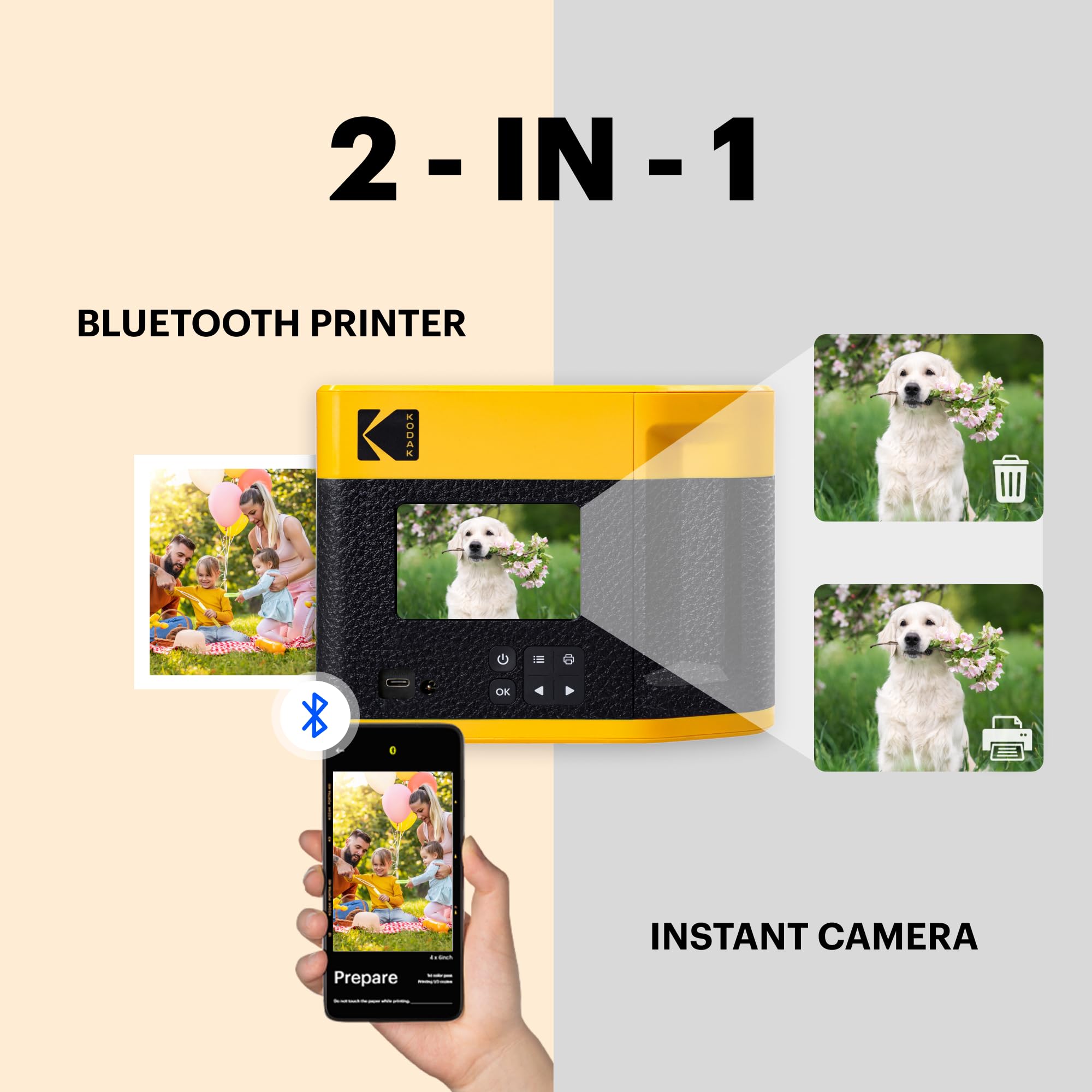 Kodak Mini Shot 4 Era 4Pass 2-In-1 Instant Camera And Photo Printer (4X4) (Yellow, Camera + 70 Sheets + Gift Accessories)