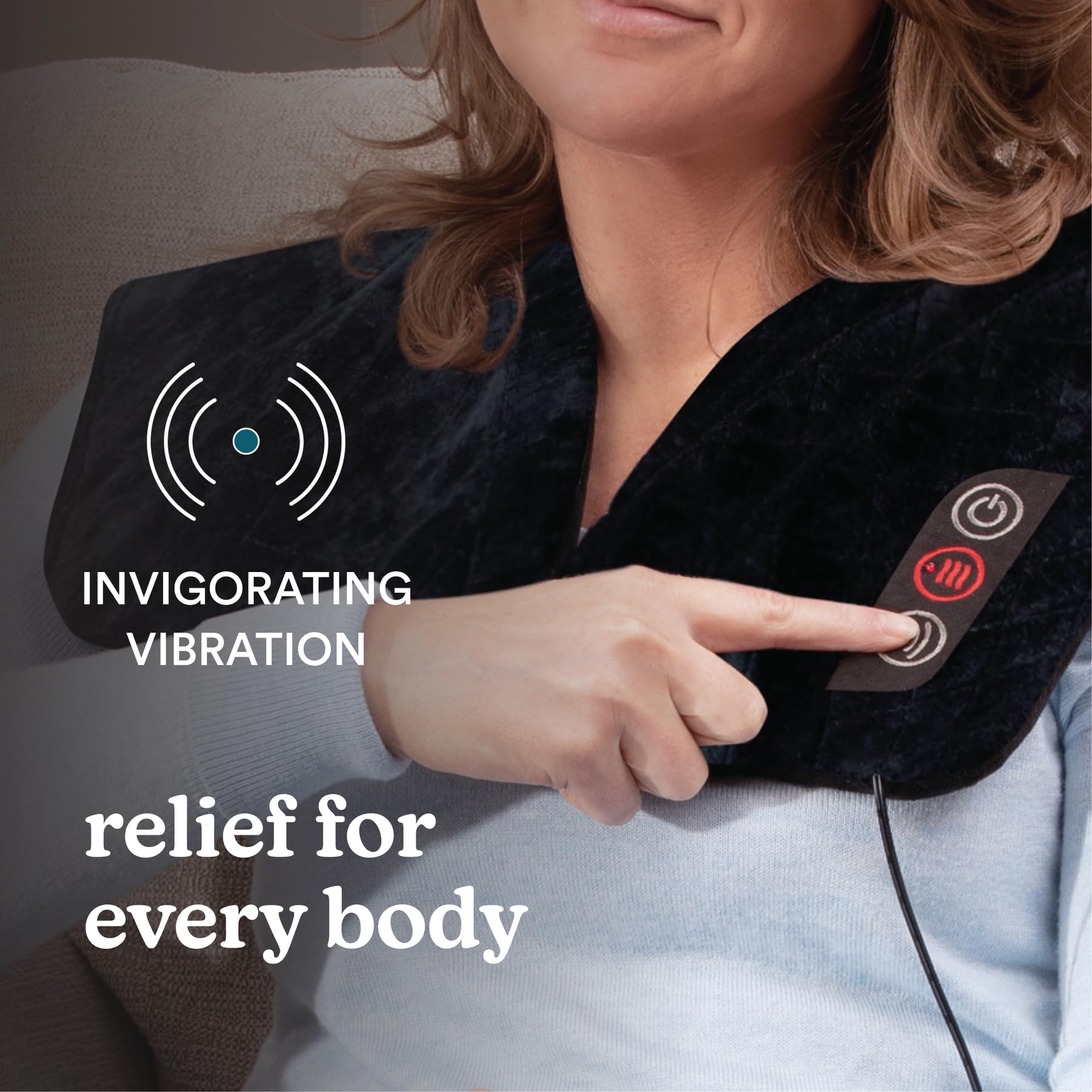 Homedics Duel Massager Intensity Vibrating Heated Neck & Shoulder Massage Wrap, Soft Fabric, 2 Speeds And Massage Styles