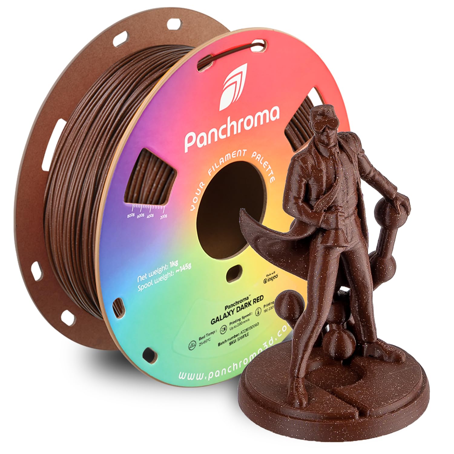 Polymaker Panchroma Galaxy PLA Filament 1.75mm, Galaxy Dark Red 3D Printer PLA Filament 1kg - Twinkling 3D Printing Filament, Di