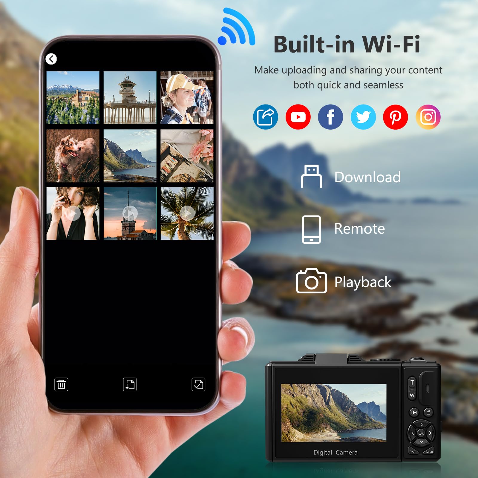 4K Digital Camera For Photography, 64Mp Vlogging Camera For Youtube With 3' 180� Flip Screen, 18X Digital Zoom Point And Shoot Camara With 32Gb Micro Sd Card For Beginner (Black)