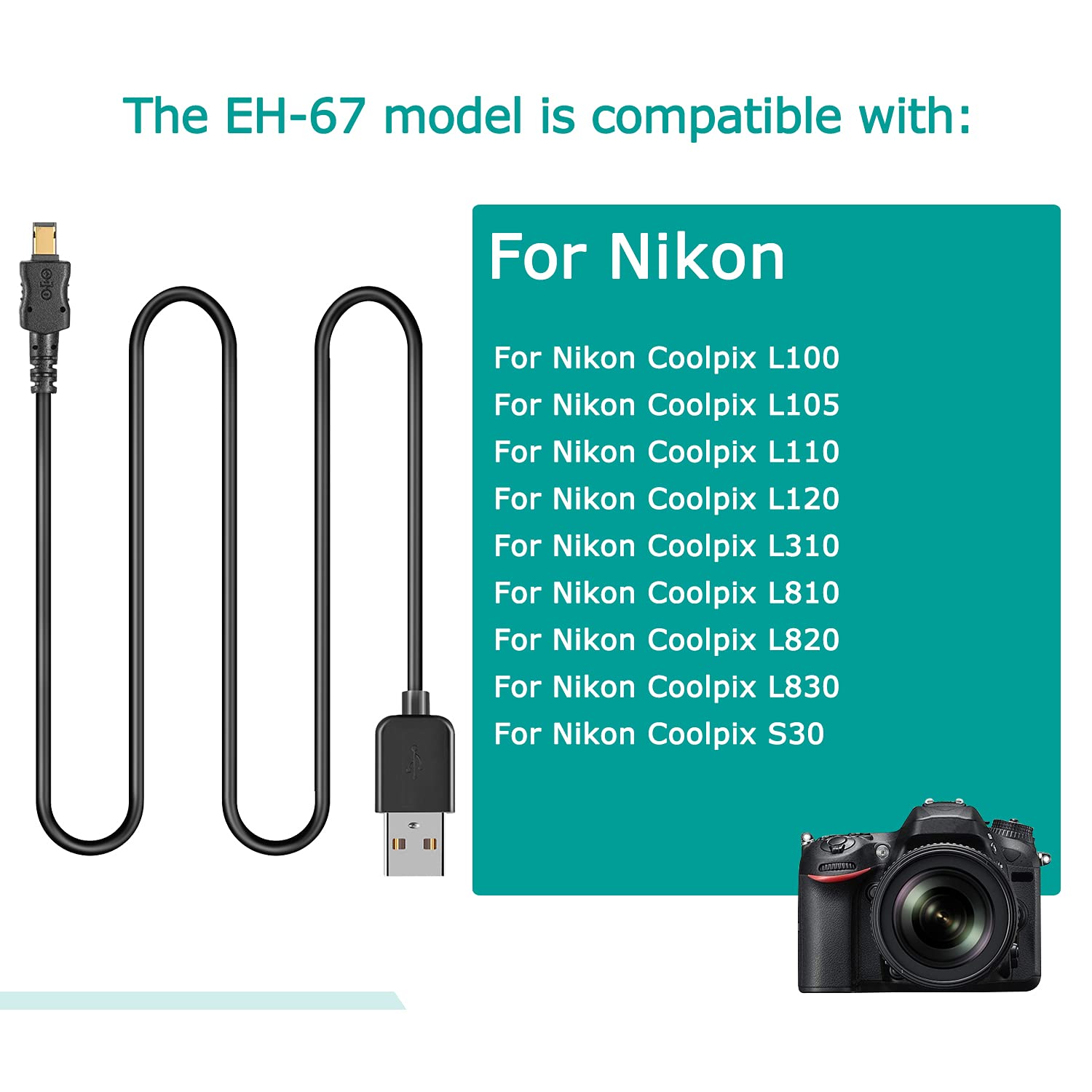 Eh 67 Eh67 Usb Cable 1.0M Digital Cameras Dc Cable For Nikon Coolpix L100 L105 L110 L120 L310 L320 L330 L340 L810 L820 L830 L840