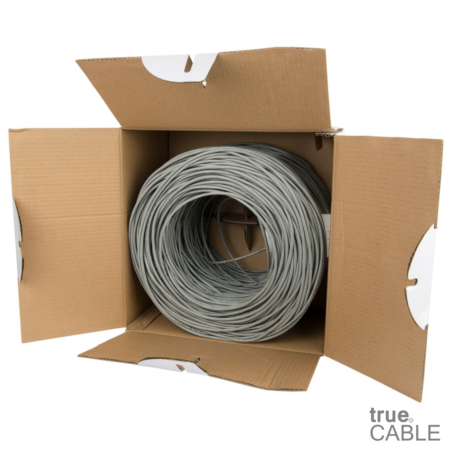 Truecable Cat5E Riser (Cmr), 1000Ft, Gray, 24Awg 4 Pair Solid Bare Copper, 350Mhz, Poe++ (4Ppoe), Etl Listed, Unshielded Twisted Pair (Utp), Bulk Ethernet Cable