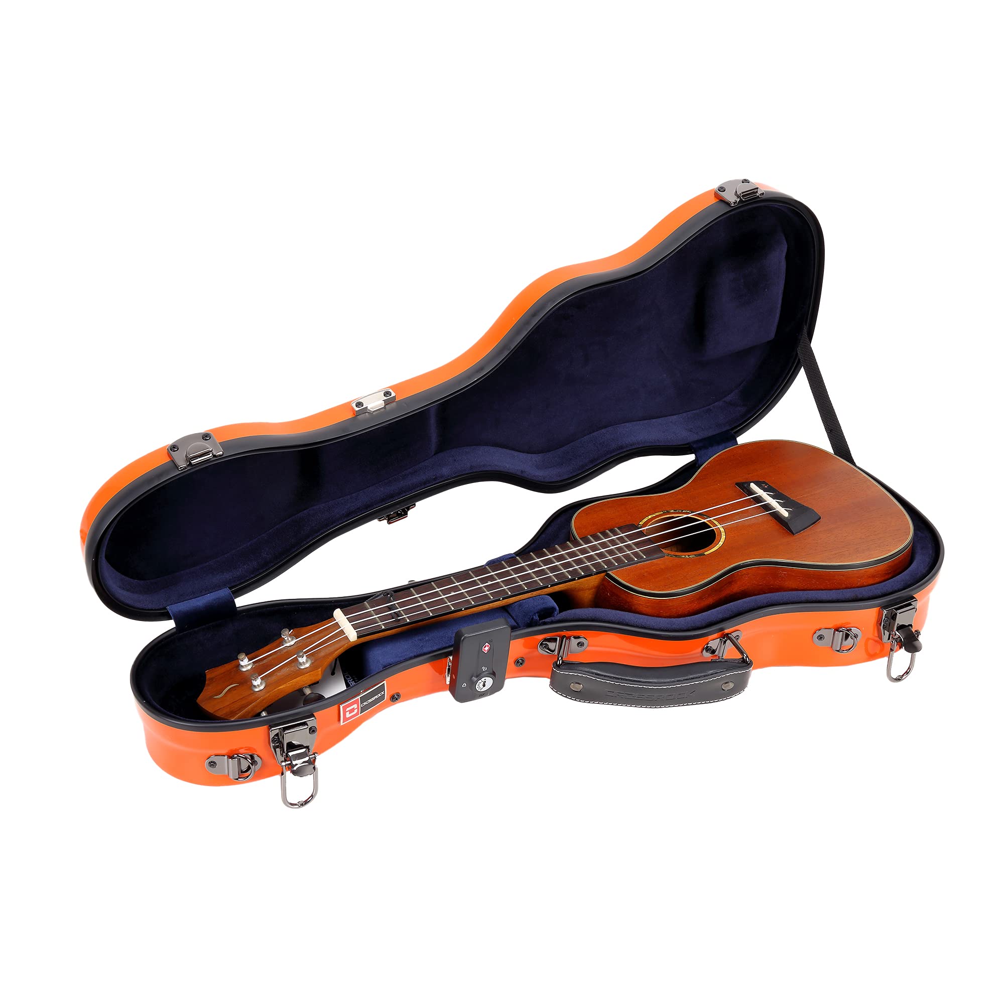 Crossrock Deluxe Fiberglass Concert Ukulele Case With Tsa Lock, Orange (Crf2020Cuor)
