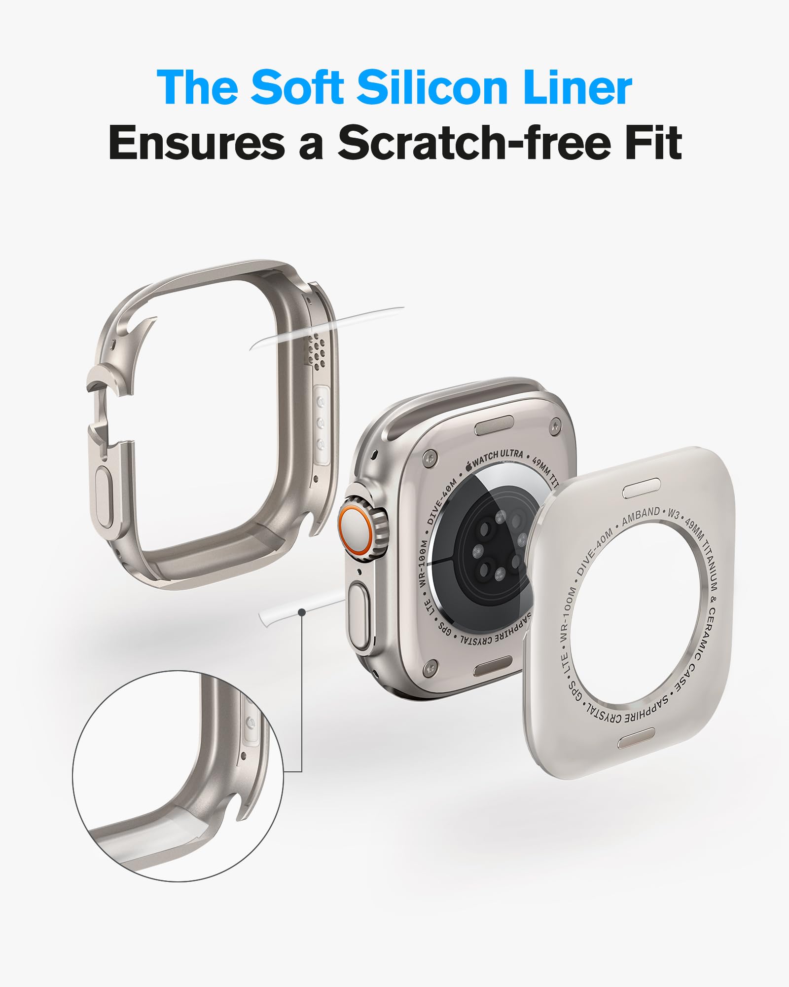 Amband Metal Case Screen Protector For Apple Watch Ultra 2/Ultra 49Mm, W3 Rugged Bumper Thin Frame With 9H Tempered Glass Film &