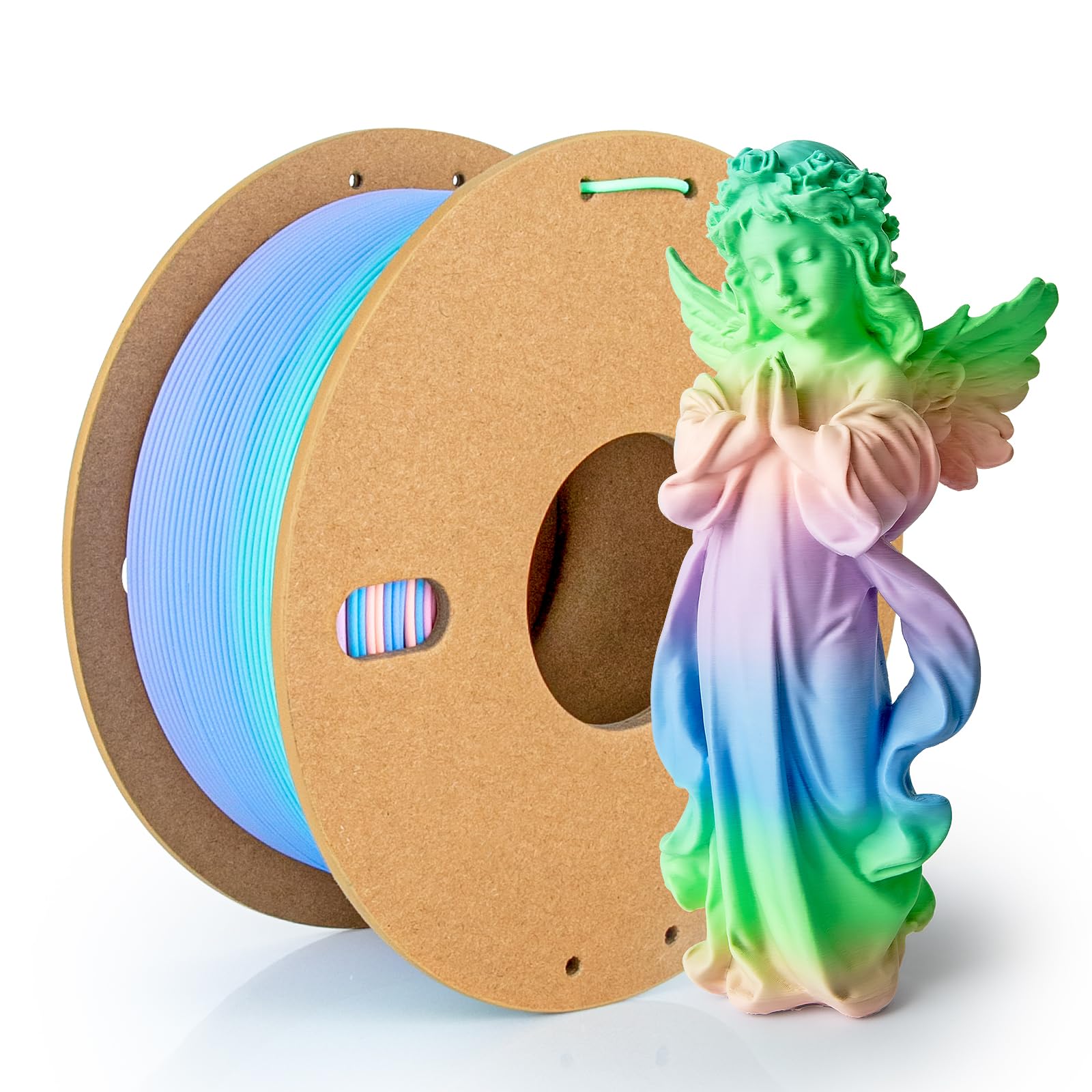 3Dgenius Matte Rainbow PLA Filament 1.75mm Matte PLA 3D Printer Filament Matte Fast Color Changing Gradient Filament Fit Most FD