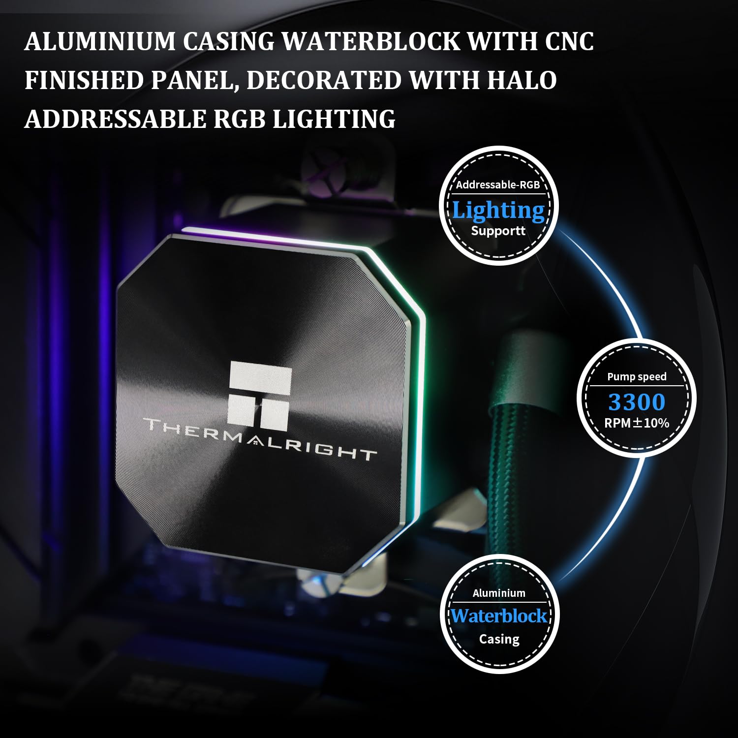 Thermalright Frozen Edge 360 Black Cpu Water Cooler With Pwm Fans, Pump Speed Is 3300Rpm,S Fdb Bearing, For Amd Am4/Am5,Intel Lg
