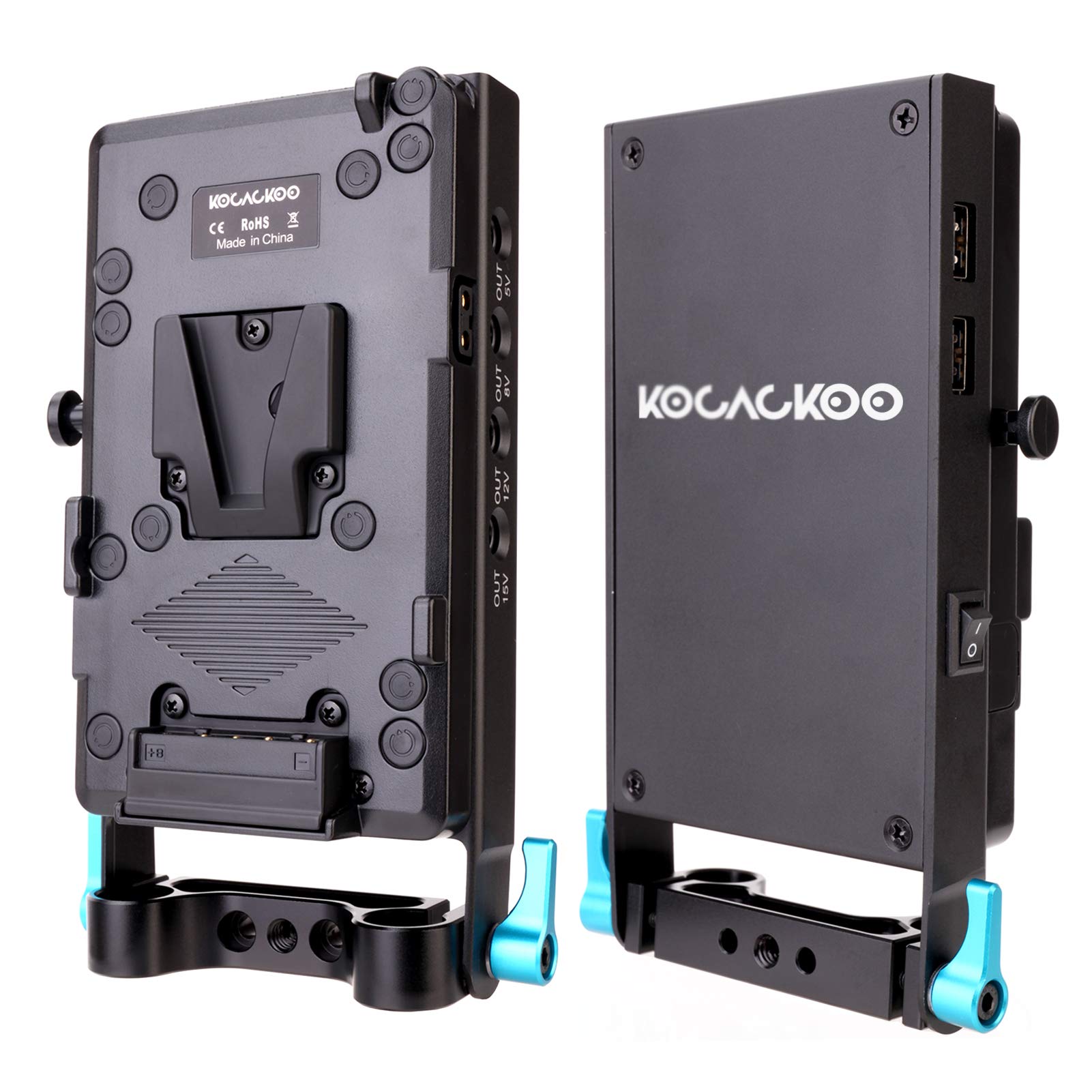 Kocackoo V Mount Lock Battery Plate Power Supply Splitter Adapter With 15Mm Rod Clamp + Lp E6 Dummy Battery For Bmpcc 4K/6K?Dslr