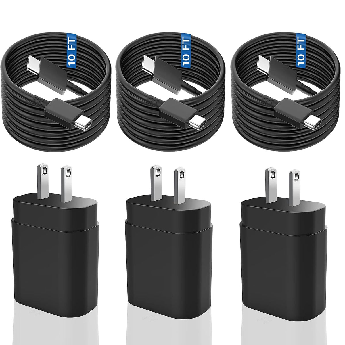 Samsung Super Fast Charger,Usb C Charger Fast Charging Block,3Pack 25W Samsung Usb C Wall Charger,10Ft Quick Usb C Cable For Sam