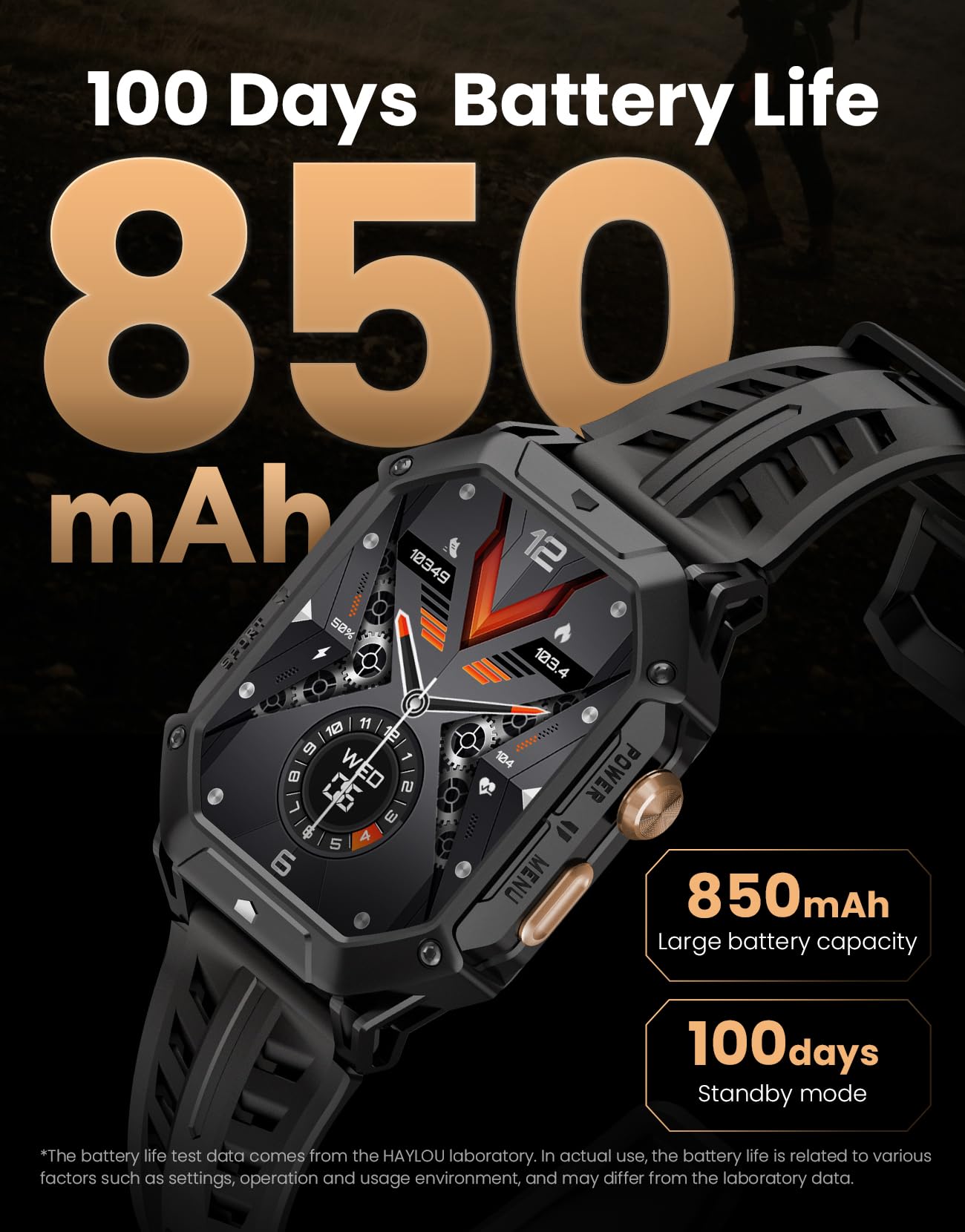 Haylou Military Smart Watch For Men,2.13'' Amoled Hd Display, Outdoor Sports Fitness Watch With Bluetooth Call(Answer/Make),100+