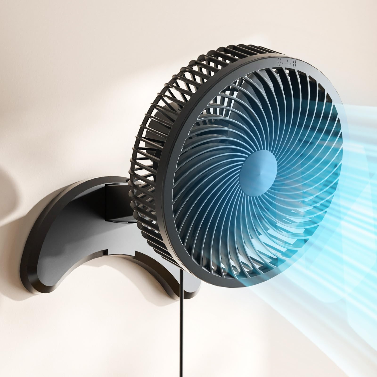 Koonie 8'' Wall Mount Fan, Quiet Small Wall Fan With Timer, 8.2Ft Wired Remote, 80 Oscillation, 100 Adjustable, 3 Speeds High Ve