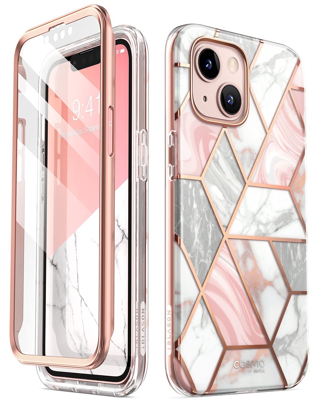 i-Blason Glitter Case for iPhone 13 (6.1 Inch) Mobile Phone Case 360 Degree Case Bumper Protective Cover [Cosmo] with Screen Pro