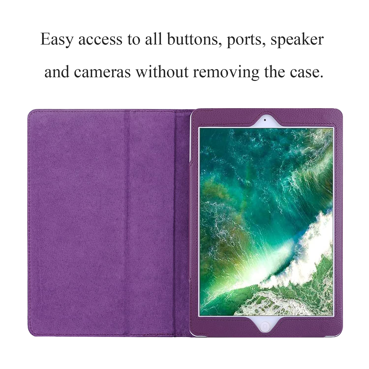 Ekvinor Case For Ipad 9.7 2018 2017, Lightweight Pu Leather Folio Stand Case Multi Angle Viewing Protective Case Cover For Ipad