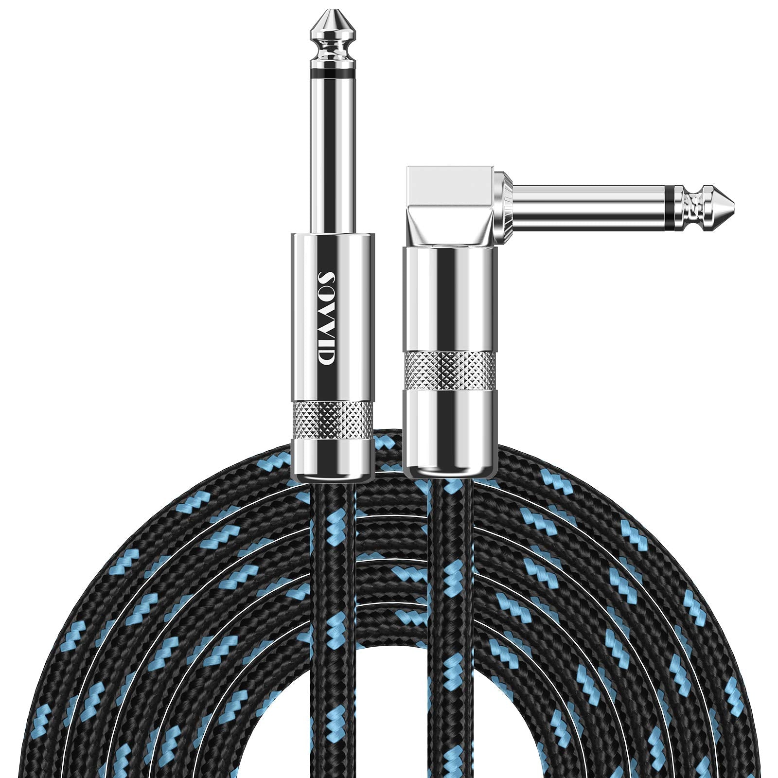 Sovvid Guitar Cable 6Ft Instrument Cable Guitar Cord Electric Guitar Cable Guitar Amp Cord For Bass Guitar Keyboard 1/4 Inch Cable Right Angle Black Blue