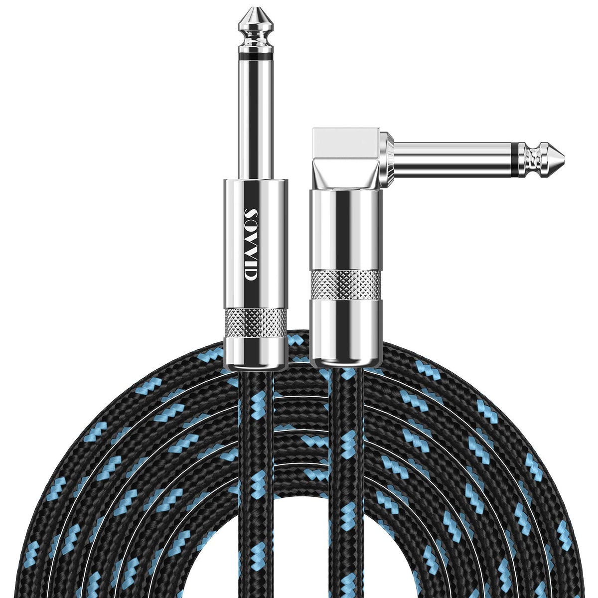 Sovvid Guitar Cable 15Ft Instrument Cable Guitar Cord Electric Guitar Cable Guitar Amp Cord For Bass Guitar Keyboard 1/4 Inch Cable Right Angle Black Blue