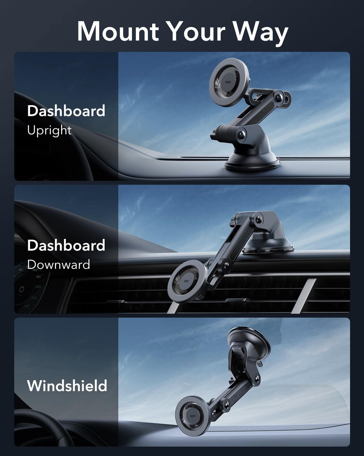 Esr Dashboard Magnetic Phone Holder For Car, For Magsafe Car Mount, Windshield Vacuum Car Mount For Iphone 17/16/16E/15/14/13/12
