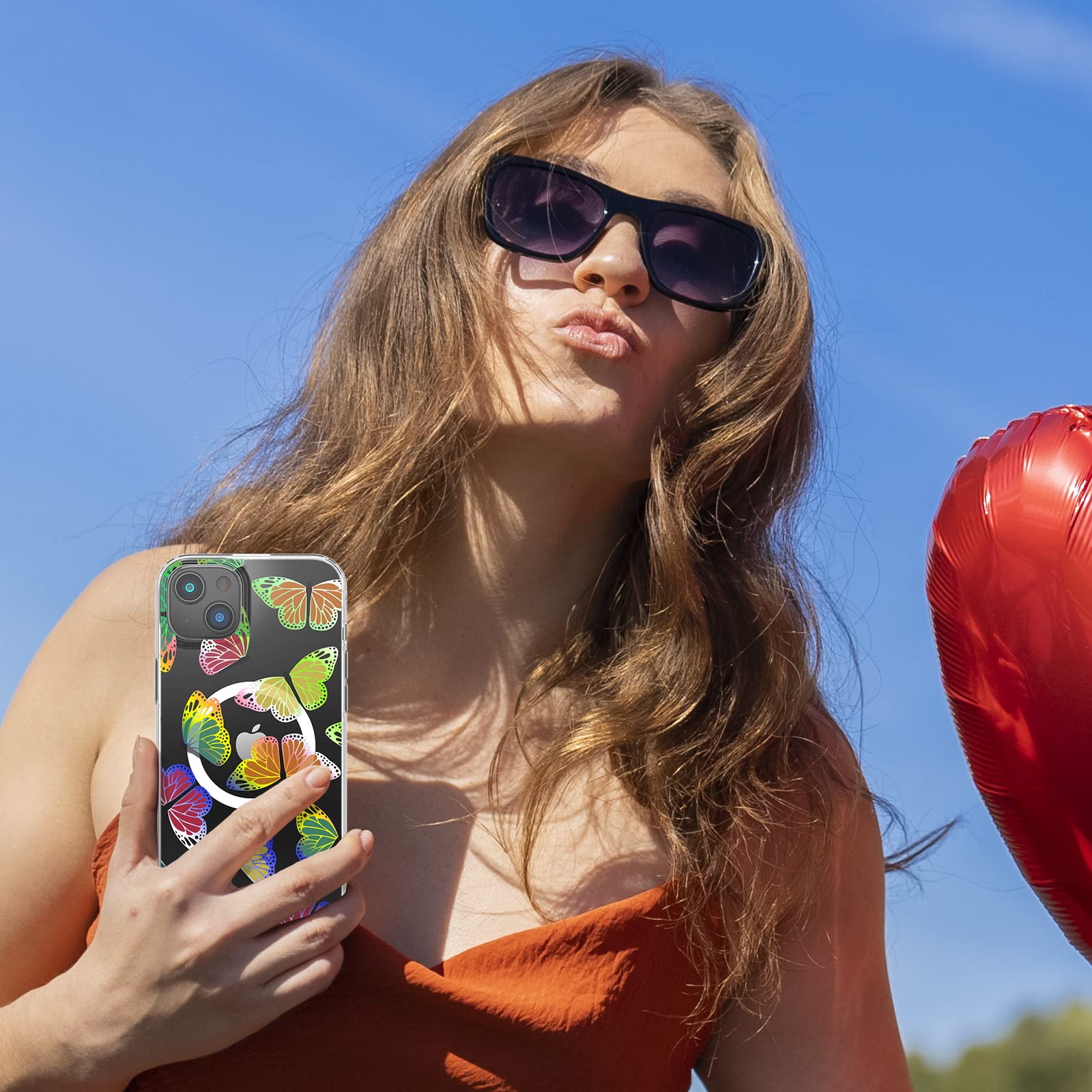 Mybat Pro Magnetic Slim Clear Case For Iphone 14 Case 6.1, Compatible With Magsafe, Cute Crystal Mood Series For Women Girls, Mi