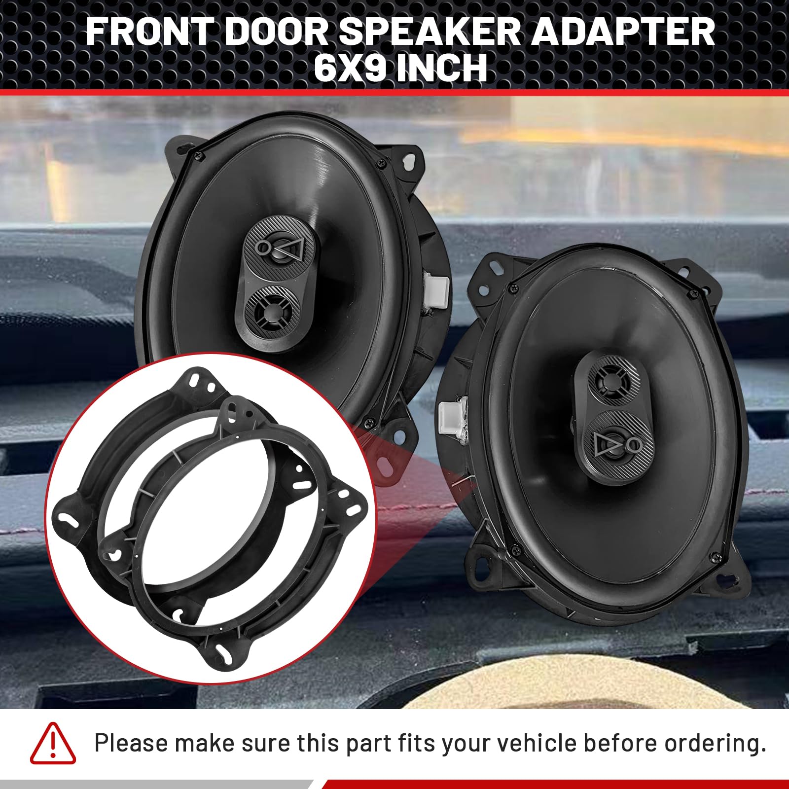 Red Wolf 6'' X 9'' Front Door Speaker Bracket Adapter For 2004 Up Toyota 4Runner Avalon Highlander Tacoma Prius Sequoia Tundra I