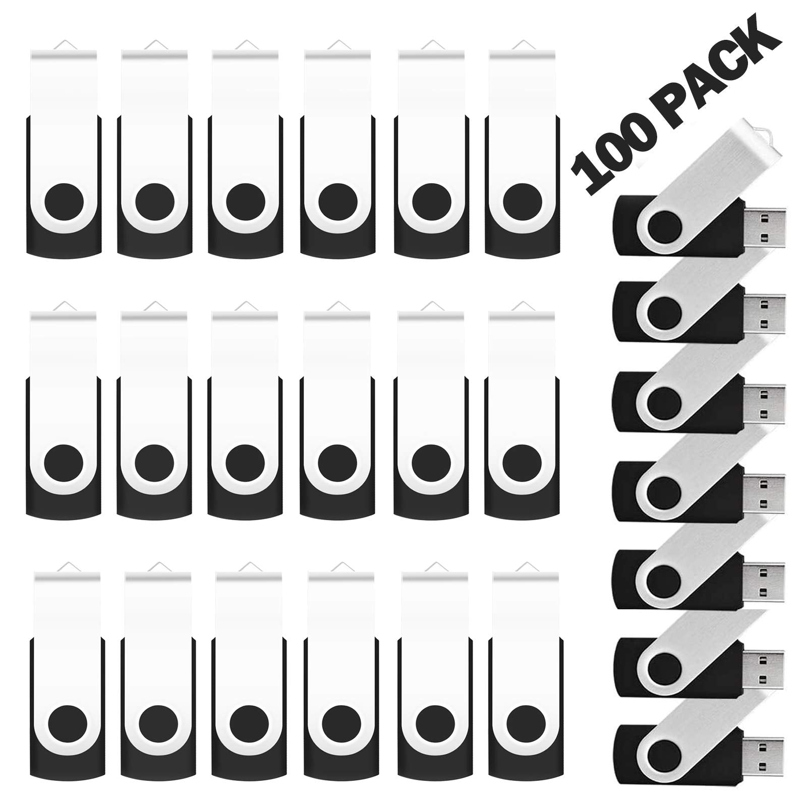1Gb Bulk Flash Drive 100 Pack Eastbull Usb 2.0 Flash Drives Bulk Thumb Drives Bulk Usb Drives Pack Storage (Black)
