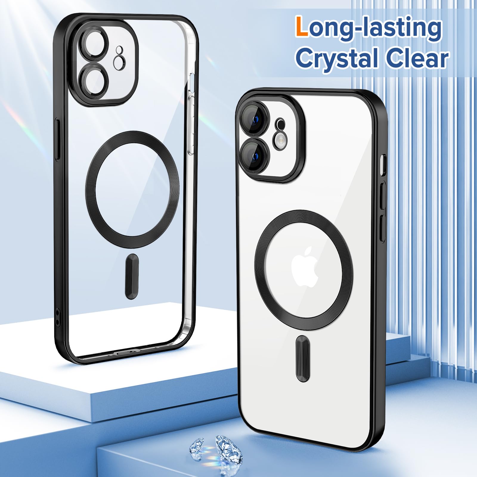 Hython Magnetic Clear Case For Iphone 12 Case With Camera Lens Protector [Compatible With Magsafe] Luxury Plating Edge Slim Soft