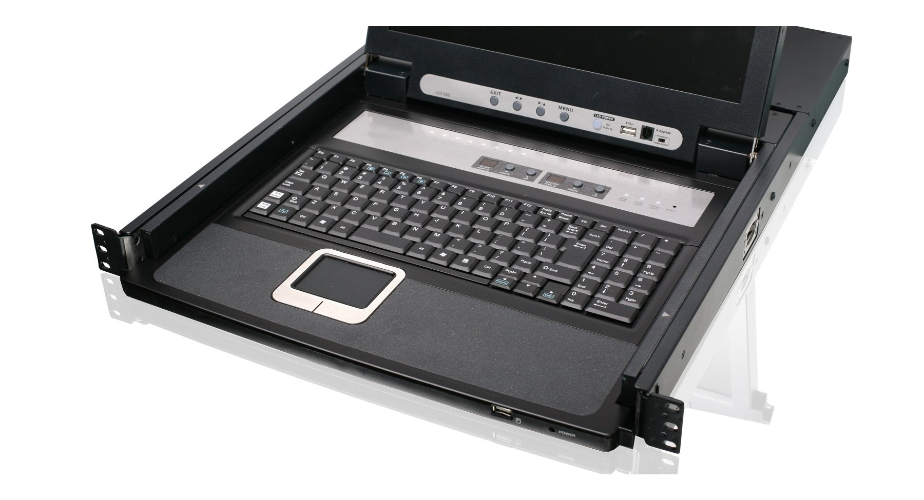 Iogear Rackmount 8 Port Kvm Switch Console With 17 Inch Tft Lcd Active Matrix Monitor, Keyboard And Touchpad W/Full Set Of Cable