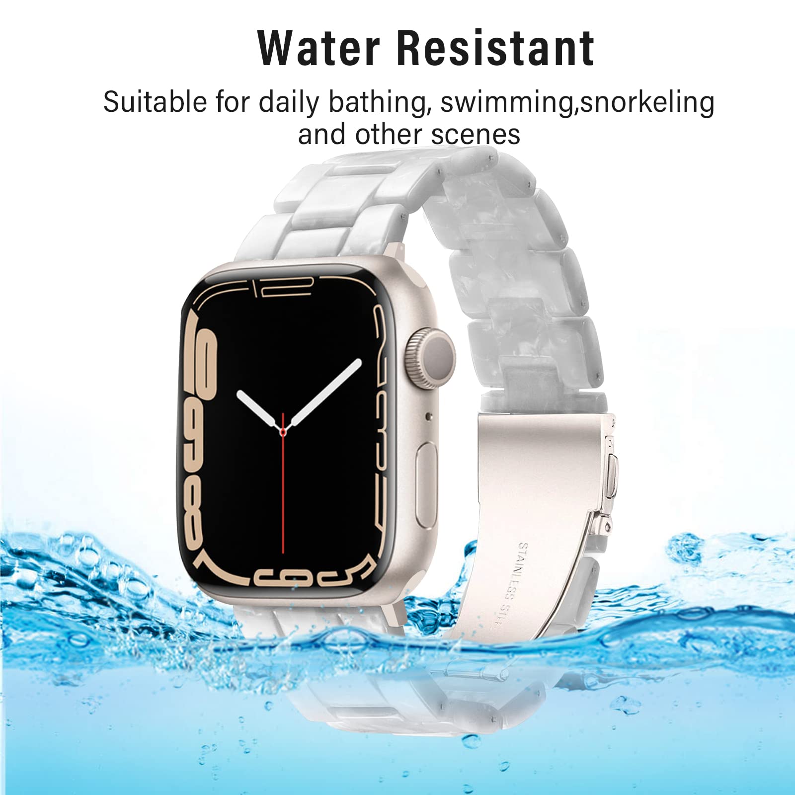 Hopo Compatible With Apple Watch Band 40Mm 41Mm 44Mm 45Mm Thin Light Resin Strap Bracelet With Stainless Steel Buckle Replacemen