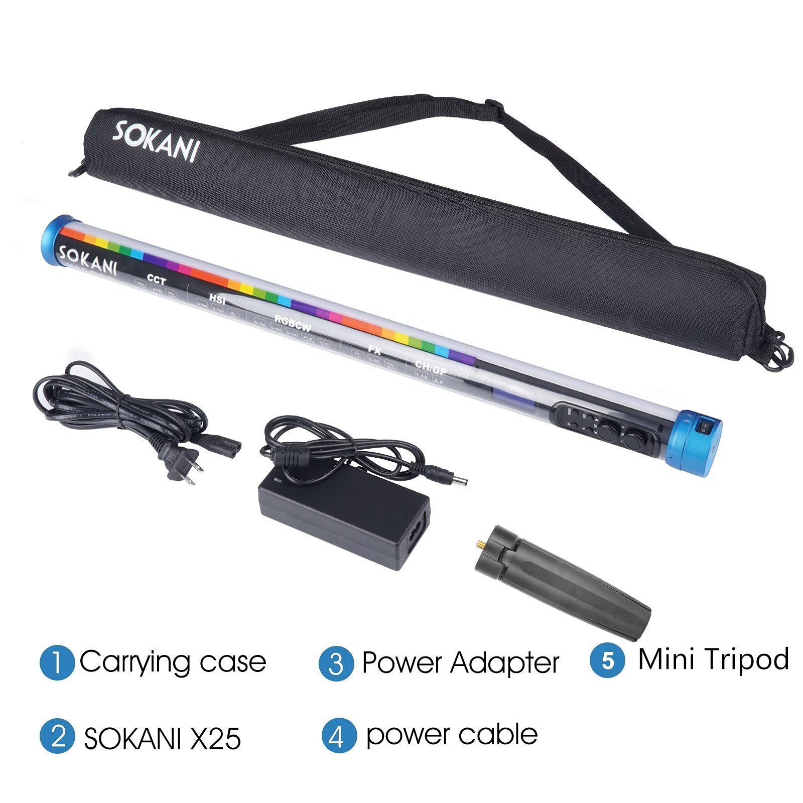 Sokani X25 Rgb Led Tube With App Control Bi Color 2800K 10000K Full Color Dimming Rechargeable Battery Oled Display Light Stick