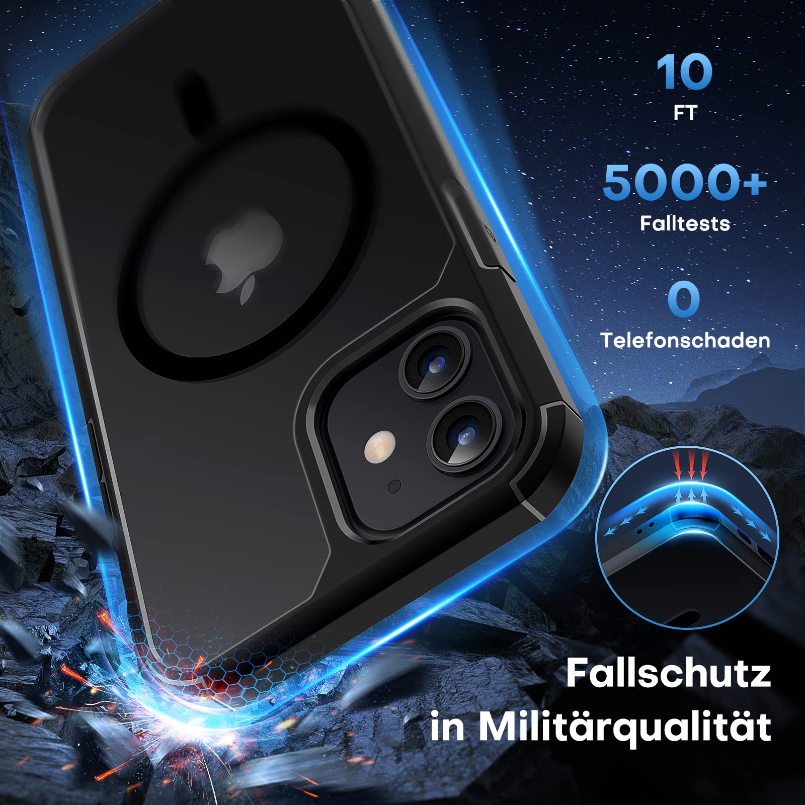 Tauri For Iphone 12 Case/Iphone 12 Pro Case, Compatible With Magsafe [Yellowing Resistant] With 2X Screen Protector, Military Gr