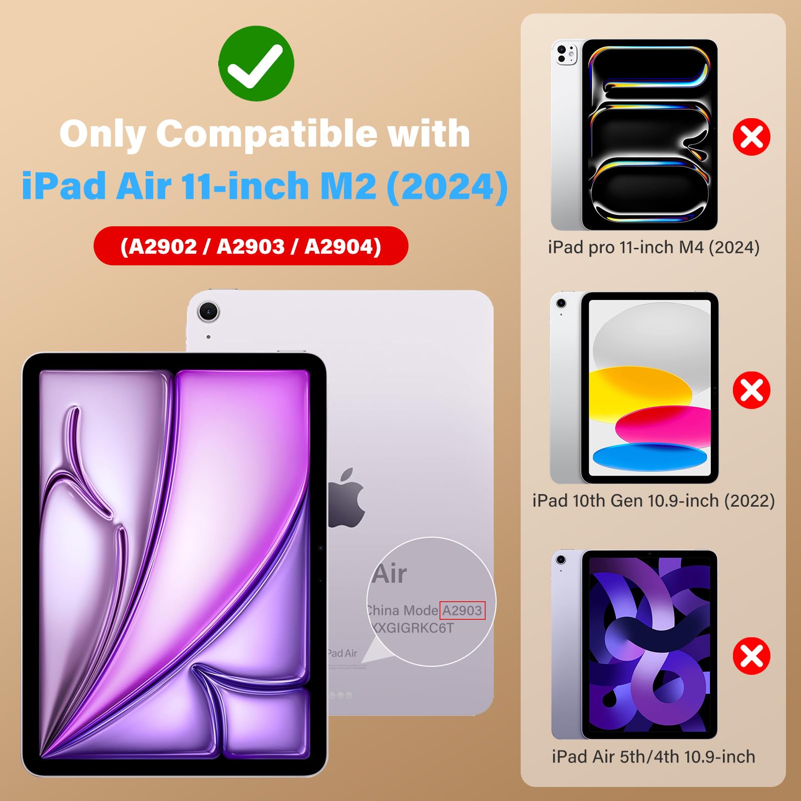 Hogenl For Ipad Air 11 Inch Case 2024 (M2) For Kids Girl With Pencil Slot, For Ipad Air 6Th Generation Cover With Butterfly Stan