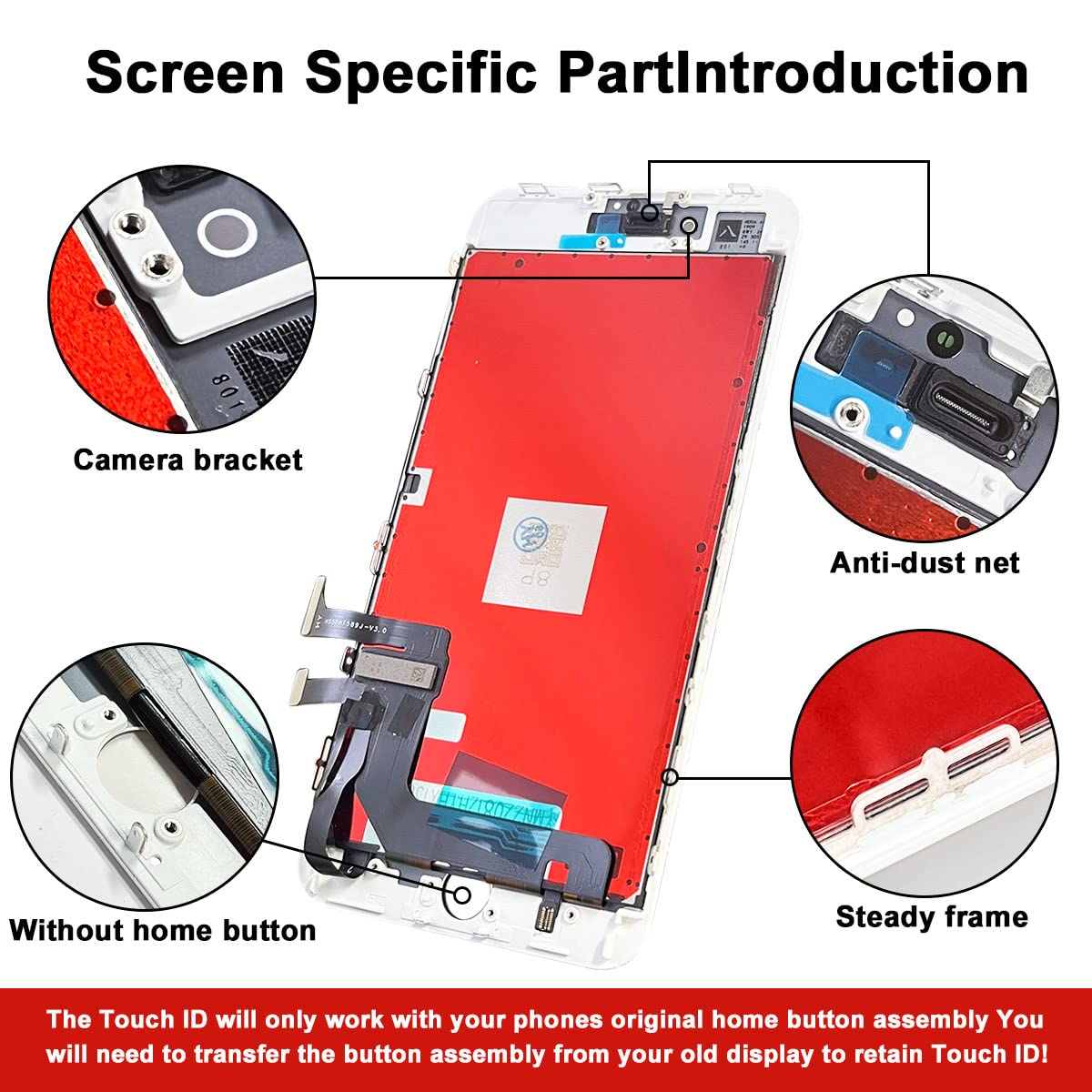 Efaithfix For Iphone 8 Plus Lcd Screen Replacement White 5.5 Inch Frame Assembly Lcd Display 3D Touch Screen Digitizer With Repa