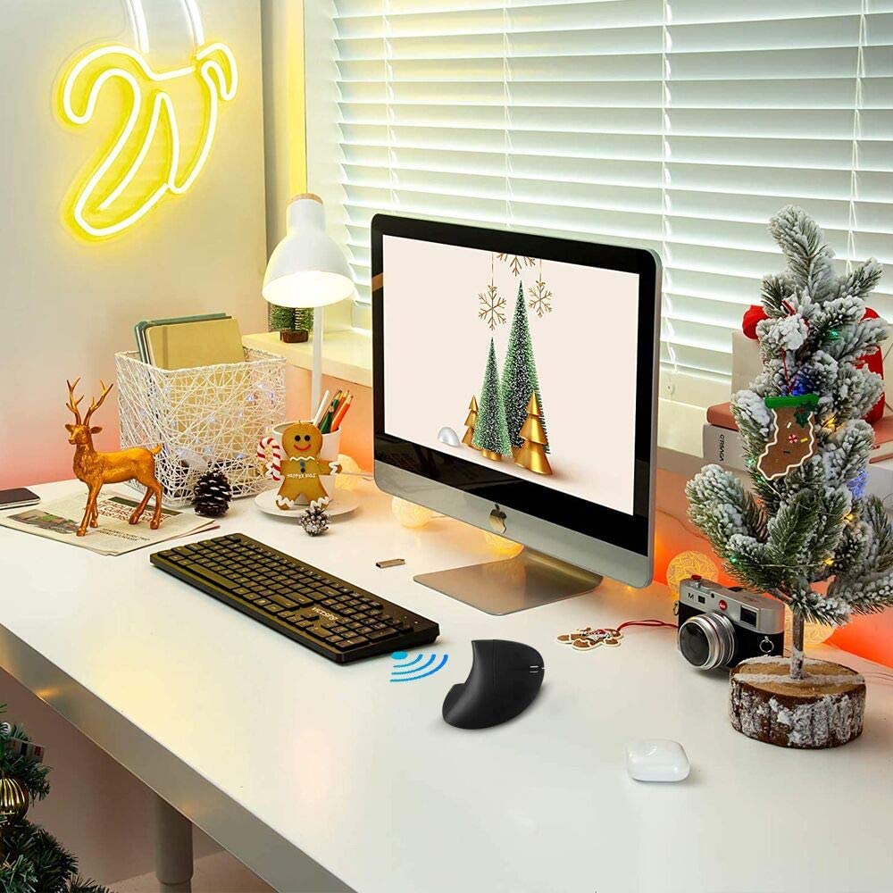 Asoyiol Ergonomic Mouse Wireless,Vertical Mouse Ergo With Usb Receiver 6 Buttons 800/1200/1600 Adjustable Dpi Computer Mice For