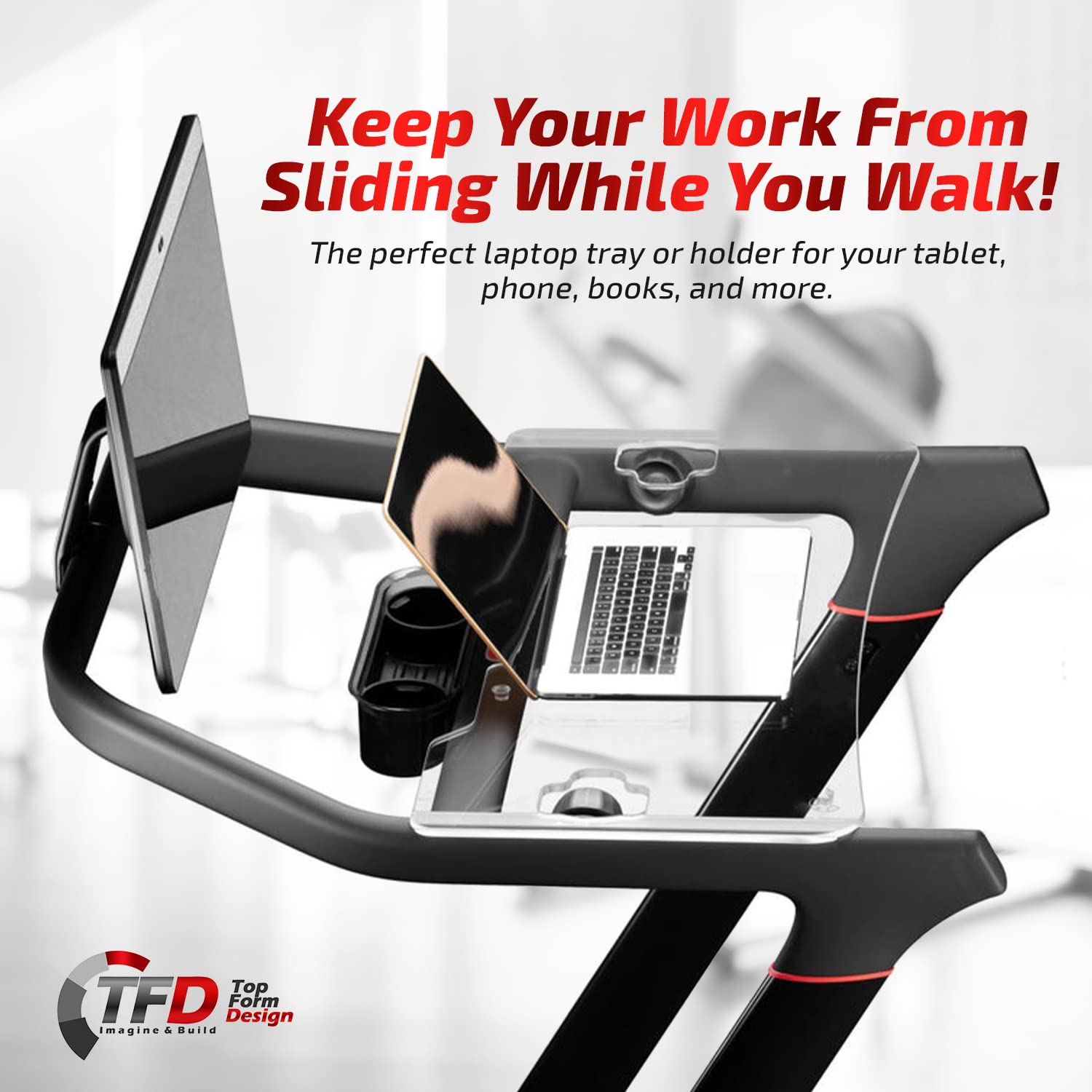 Tfd The Tread Tray 2.0 | Compatible With Peloton Tread (Does Not Fit Tread Plus), Made In Usa | Walking Desk Attachment Holder F