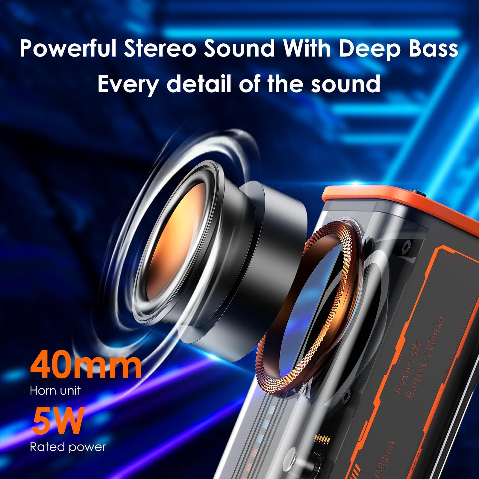 Bszhi Transparent Wireless Bluetooth Speaker Portable Mini Speaker With Led Colorful Lights Stereo Sound Tws Small Speakers For