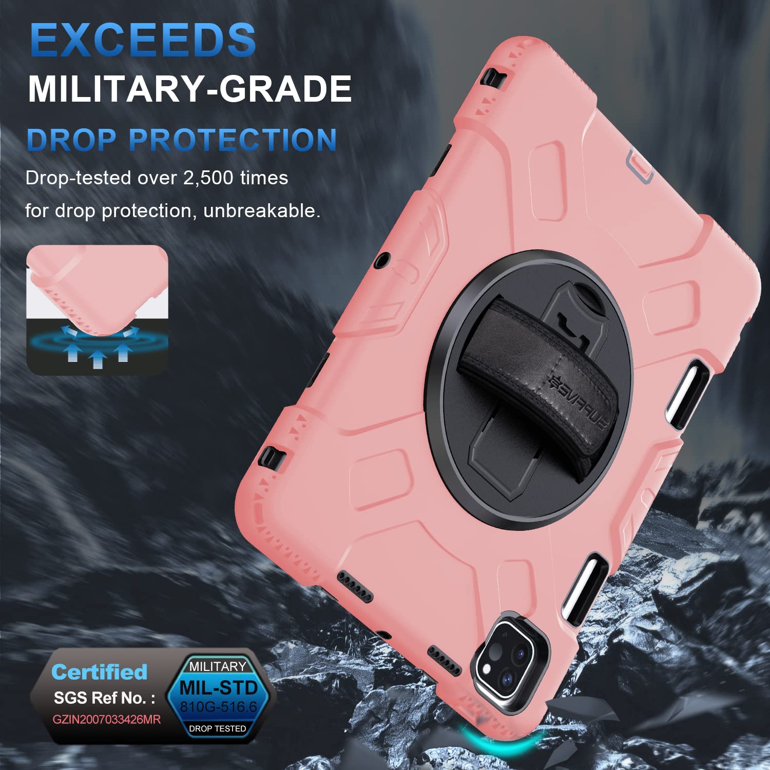 Supfives Case For Ipad Pro 11 2022: Military Grade Shockproof Silicone Case For Ipad Pro 11 4Th Generation  Shoulder Strap  Hand