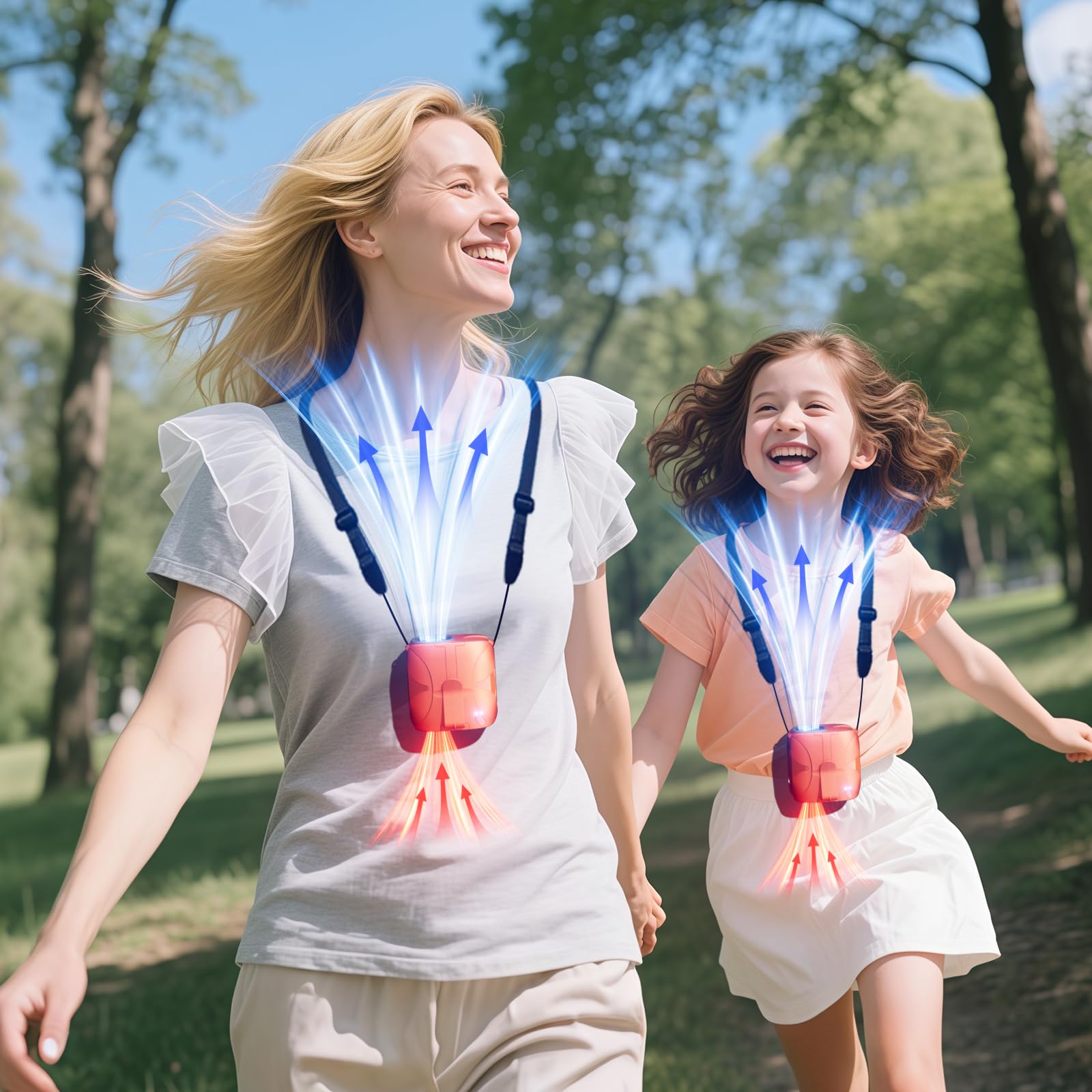 Fulsunt Orange Portable Fan For Travel, Waist Fan Clip On Up To 40H, 14000Rpm 6 Speeds Powerful Airflow, 6000Mah Rechargeable Sh