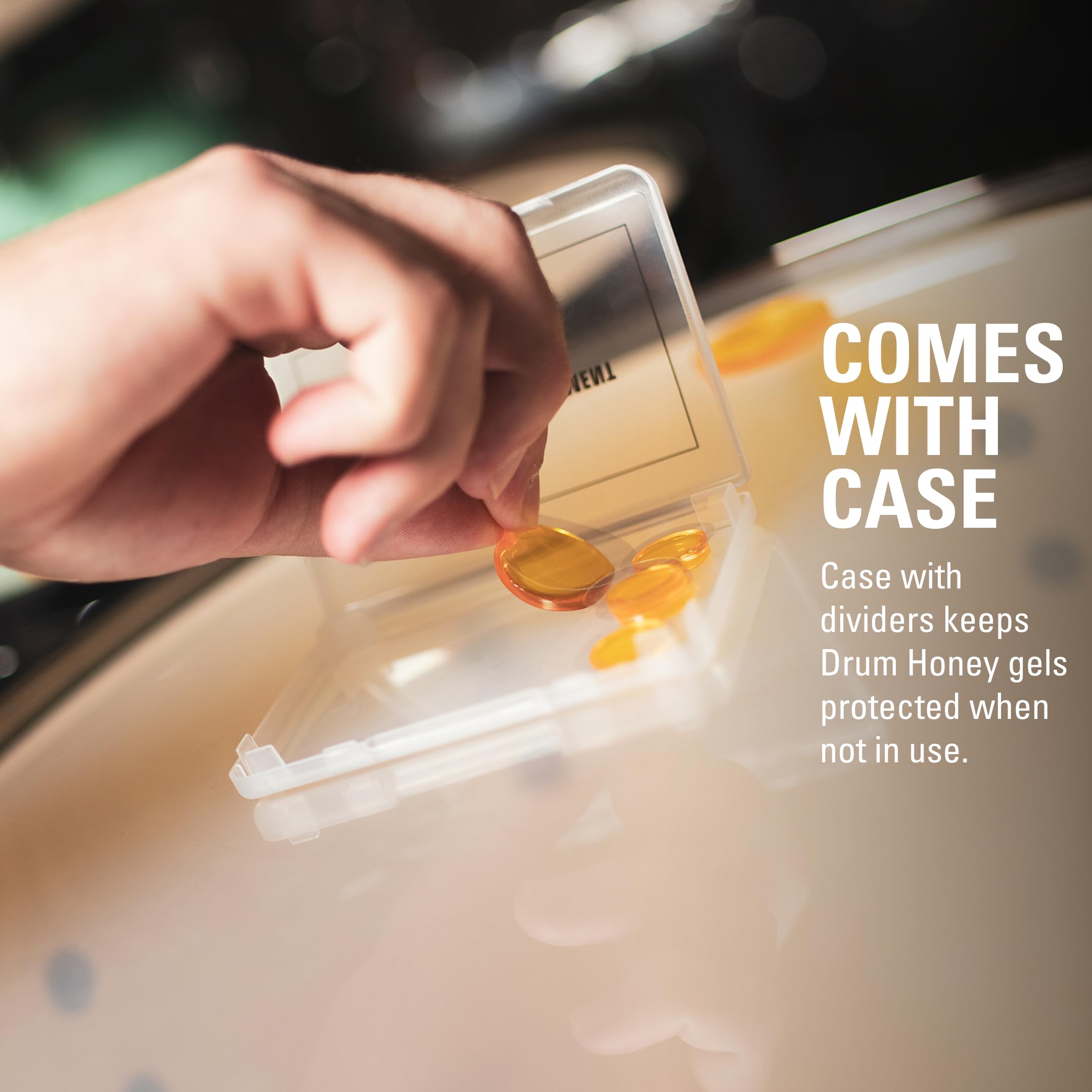 Meinl Cymbals Pc Drum Honey Dampening Gel Pads, 12 Piece Assortment With Varying Sizes - Includes Container And Dividers (Mdha)