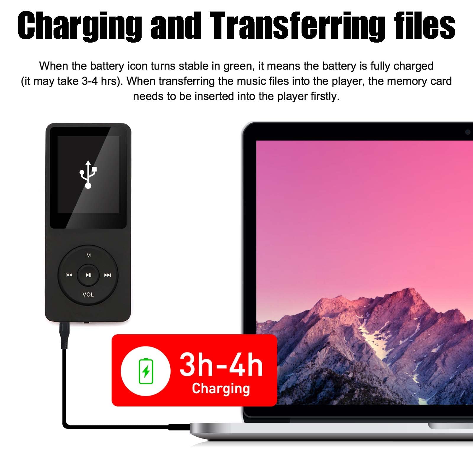 imkavery 64GB MP3 Player - Portable Music Player with Speaker, Earphones, Video & Voice Recording, E-Book - Black, Model MP20