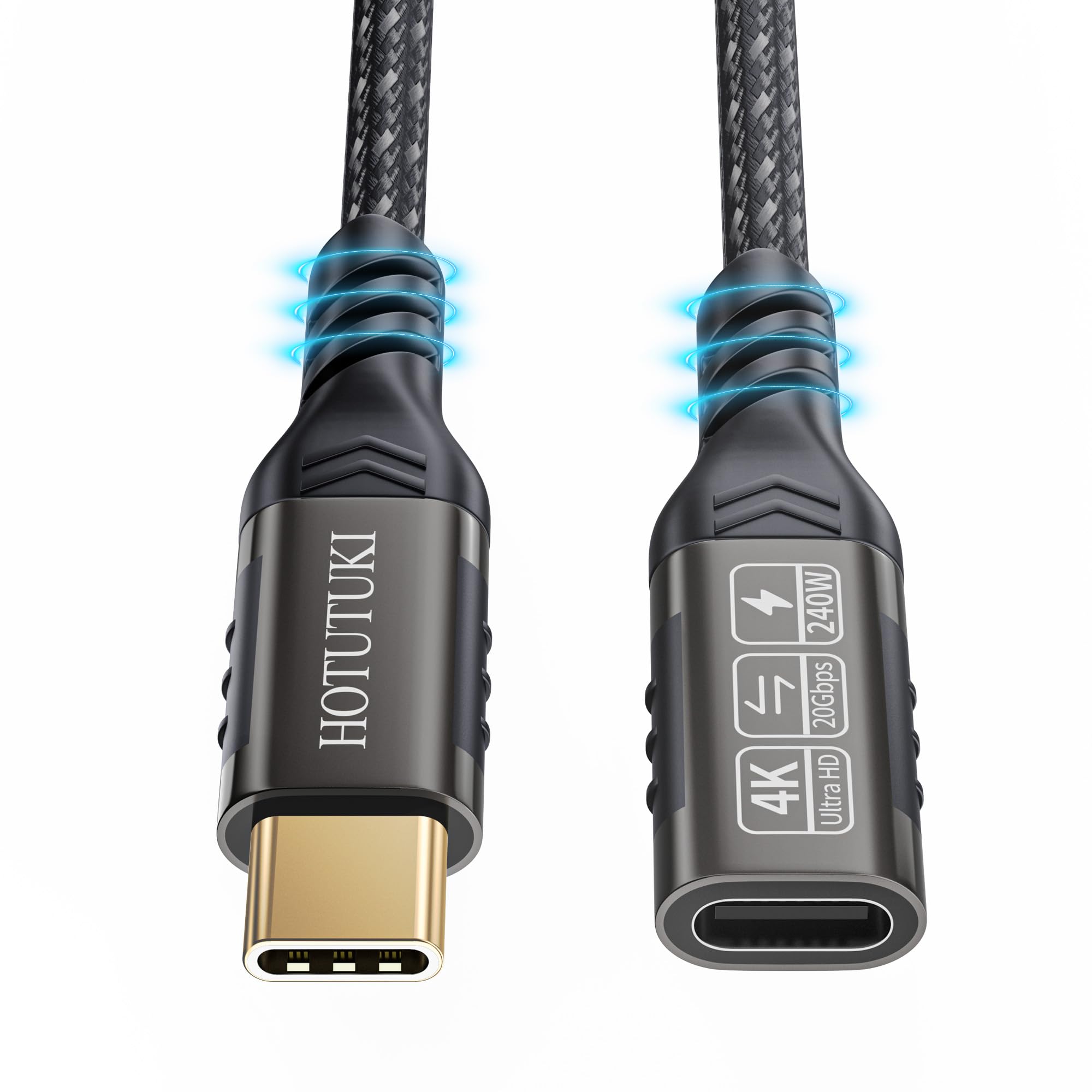 Short Type C Extension Cable 1.65Ft/0.5M,240W Pd Fast Charging 20 Gbps Usb C 3.2 Gen 2 Extension Cable ,C Cable Male To Female,