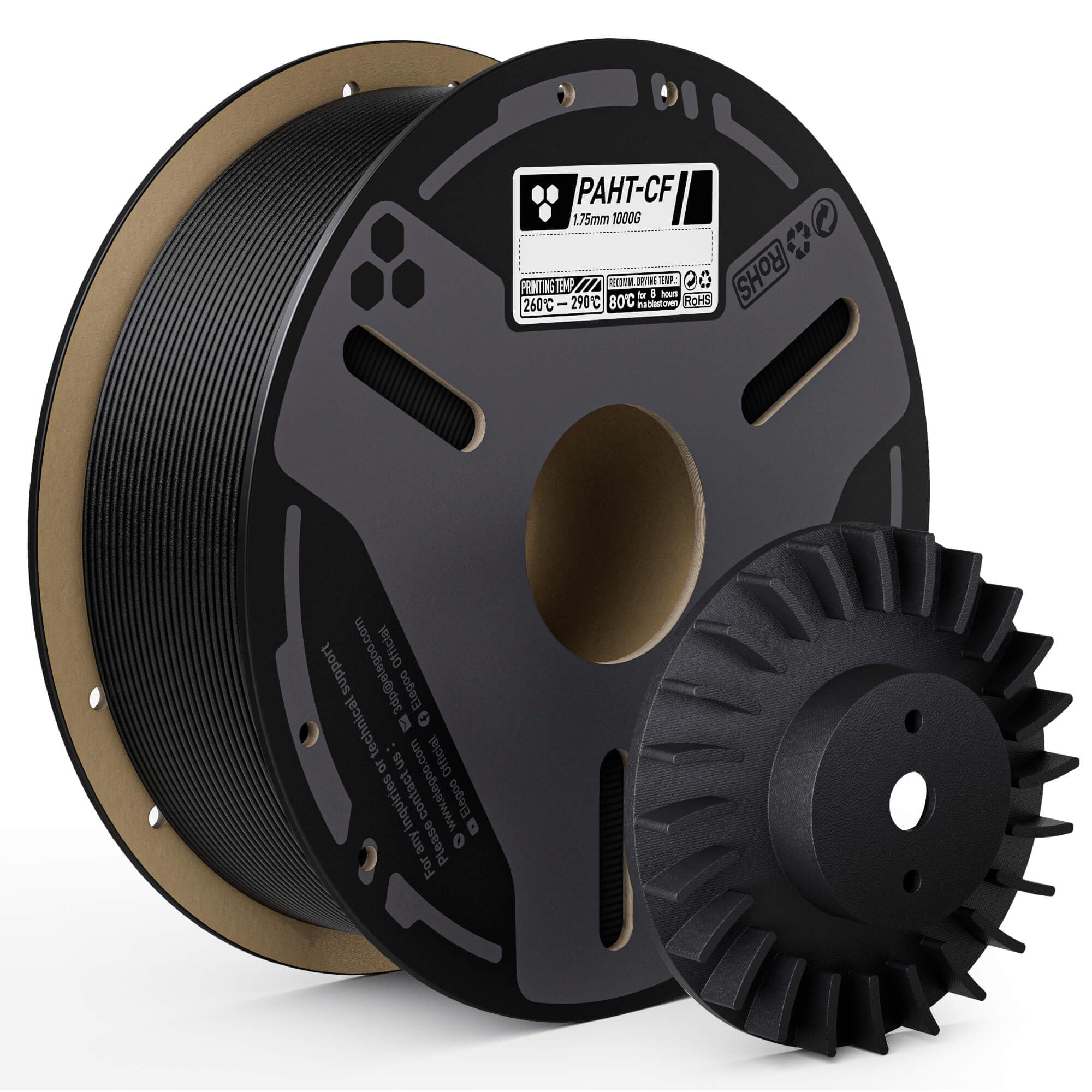 ELEGOO Carbon Fiber PAHT Filament 1.75mm Black 1KG, Nylon CF High Temp 3D Printing Filament, High Strength & Rigidity, Corrosion